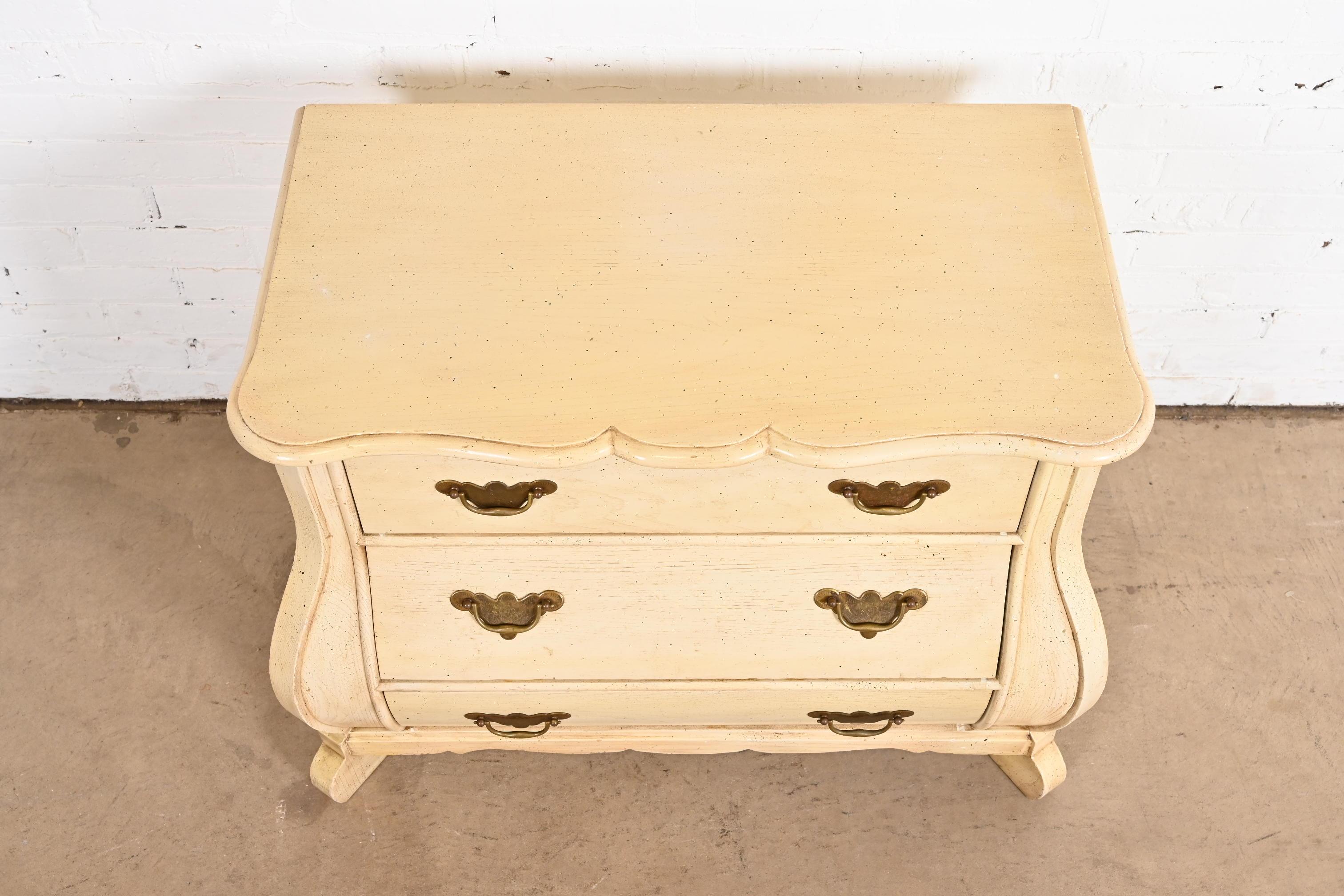 Baker Furniture Dutch Cream Painted Oak Bombe Chest or Commode For Sale 4