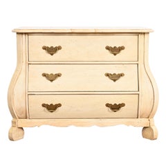 Baker Furniture Dutch Cream Painted Oak Bombe Chest or Commode