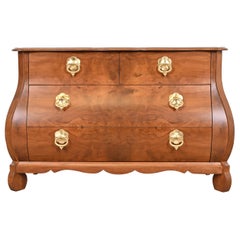 Baker Furniture Dutch Louis XV Burled Walnut Bombay Chest, Newly Refinished