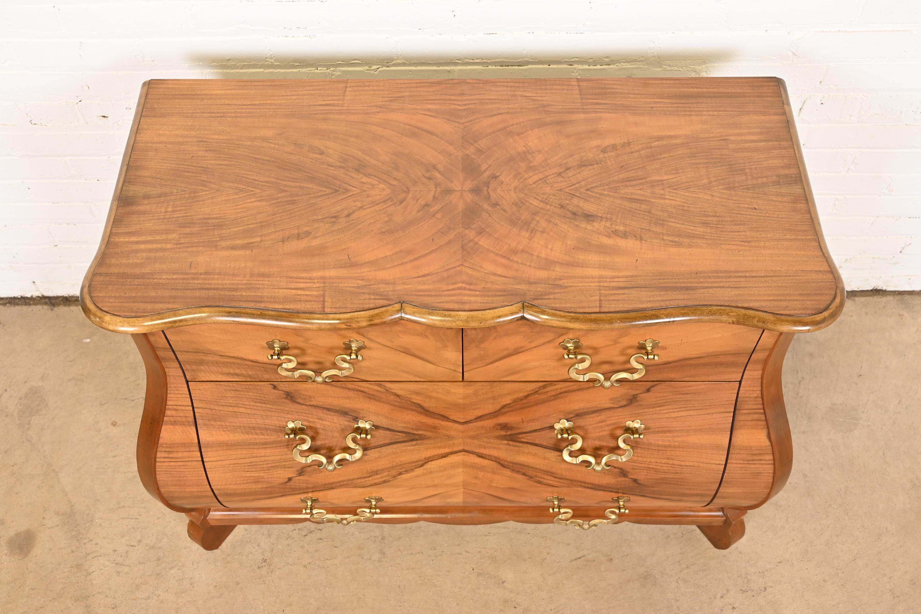 Baker Furniture Dutch Louis XV Burled Walnut Bombay Chest or Commode For Sale 3