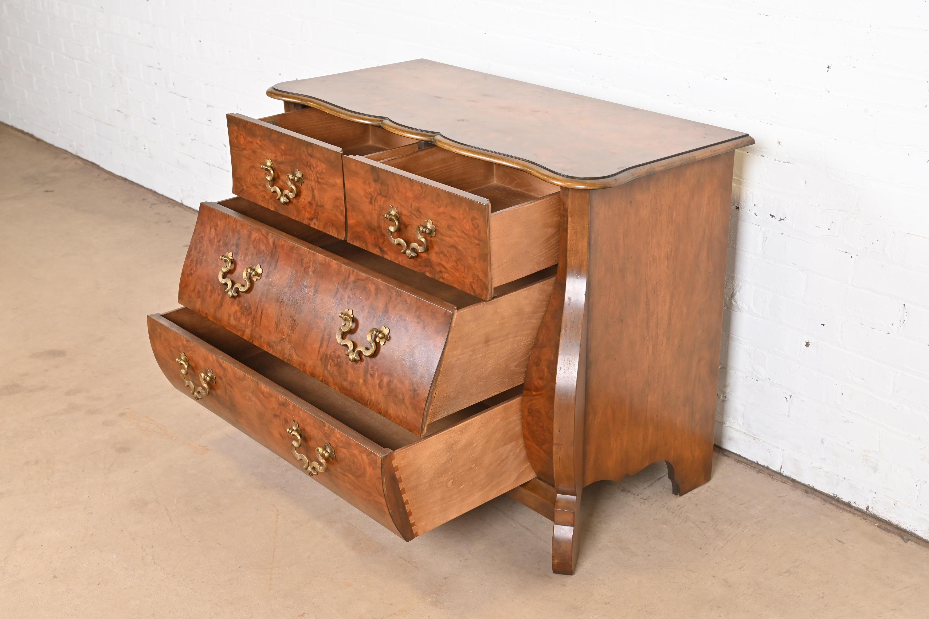 Baker Furniture Dutch Louis XV Burled Walnut Bombay Chest or Commode For Sale 4