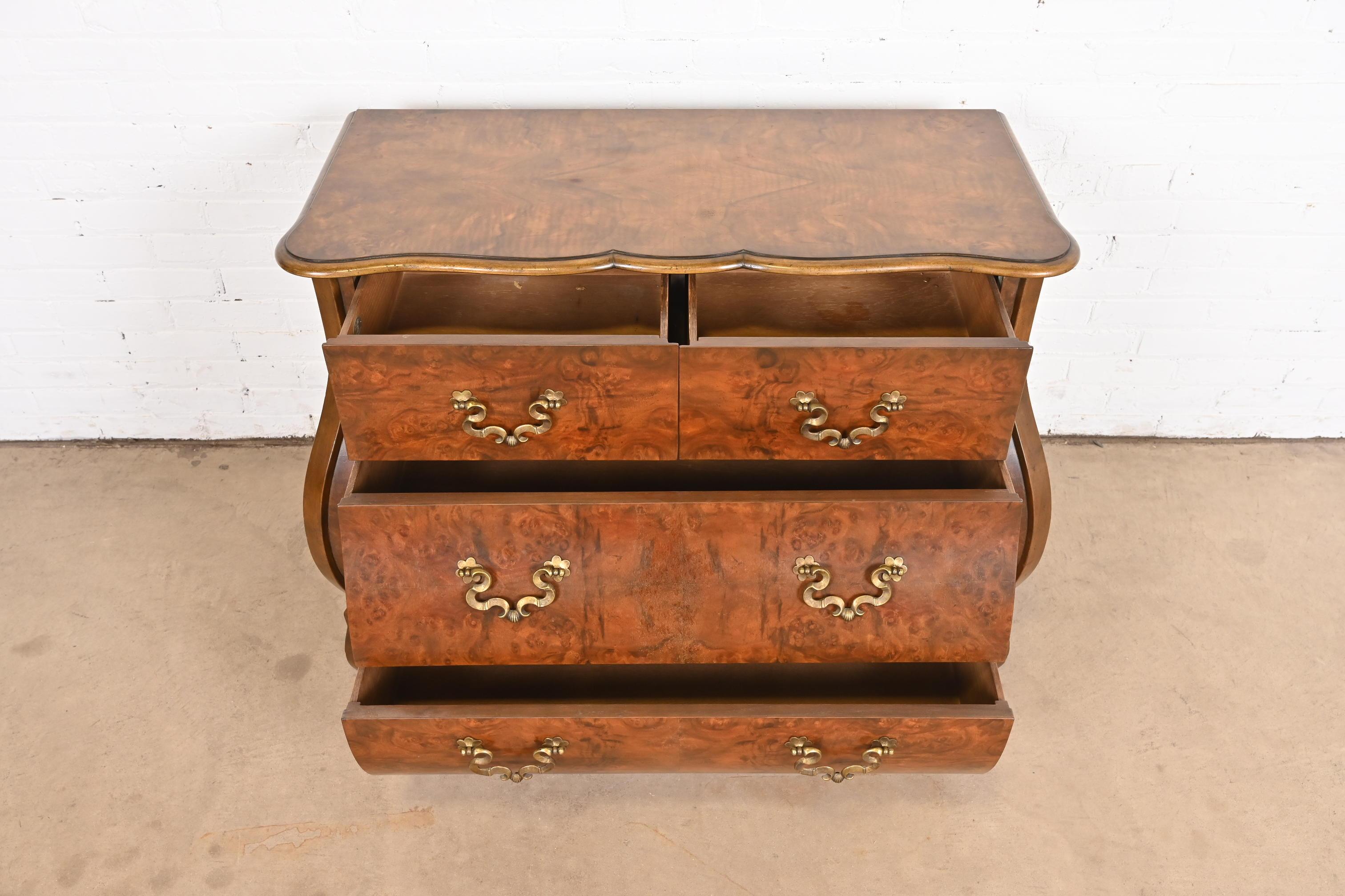 Baker Furniture Dutch Louis XV Burled Walnut Bombay Chest or Commode For Sale 5