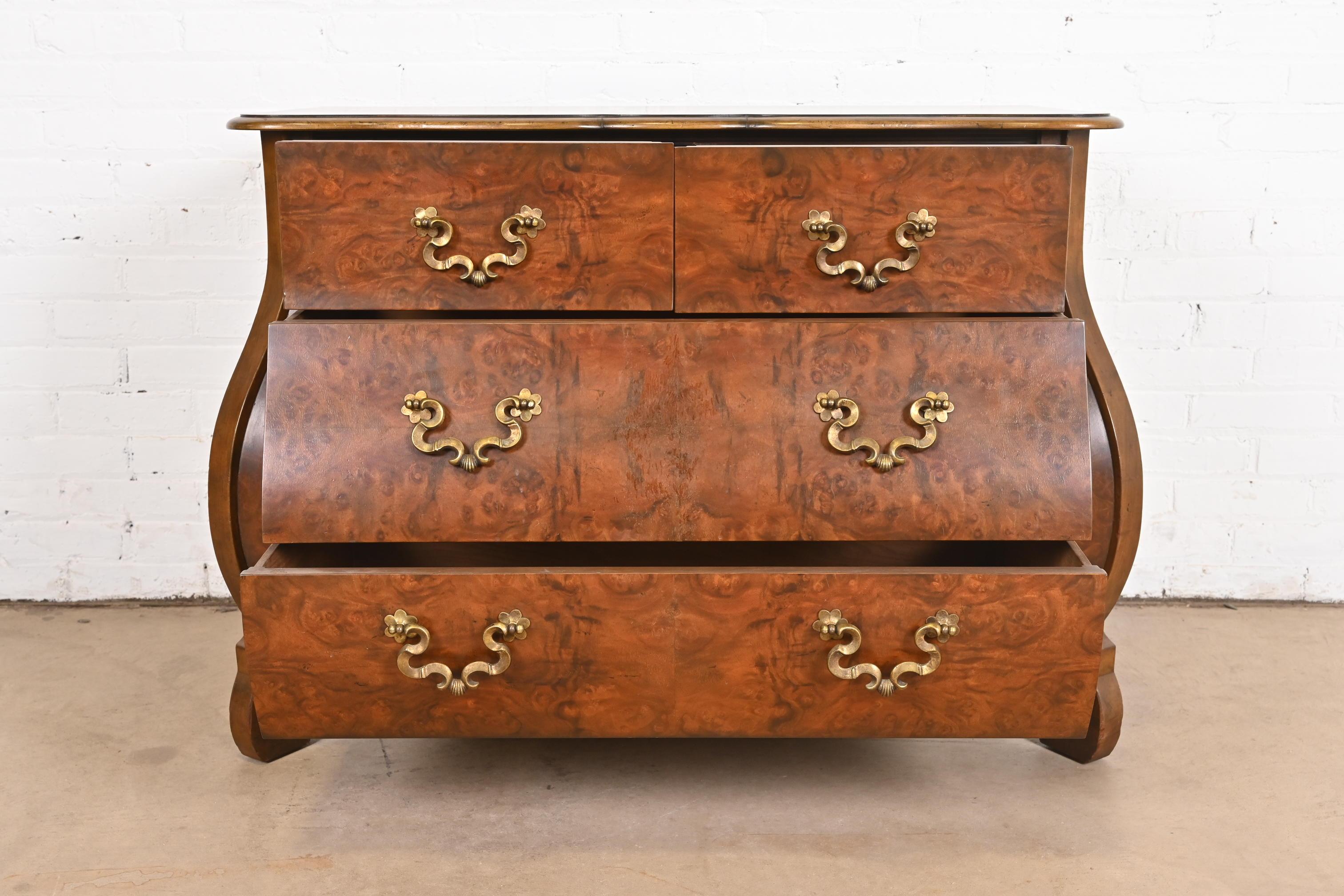 Baker Furniture Dutch Louis XV Burled Walnut Bombay Chest or Commode For Sale 2