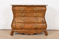 Baker Furniture Dutch Louis XV Burled Walnut Bombe Chest or Commode