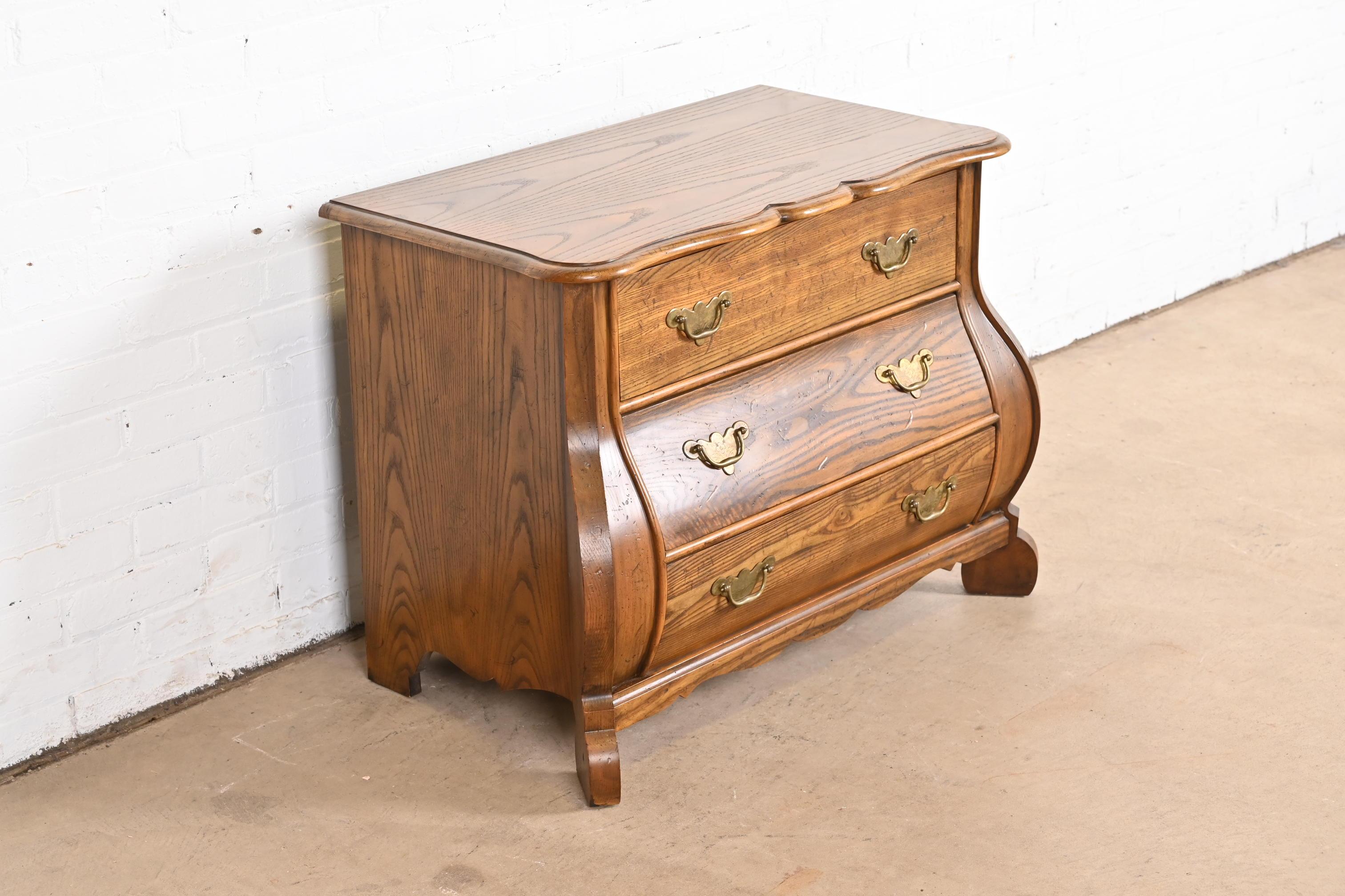 Baker Furniture Dutch Oak Bombe Chest or Commode In Good Condition In South Bend, IN