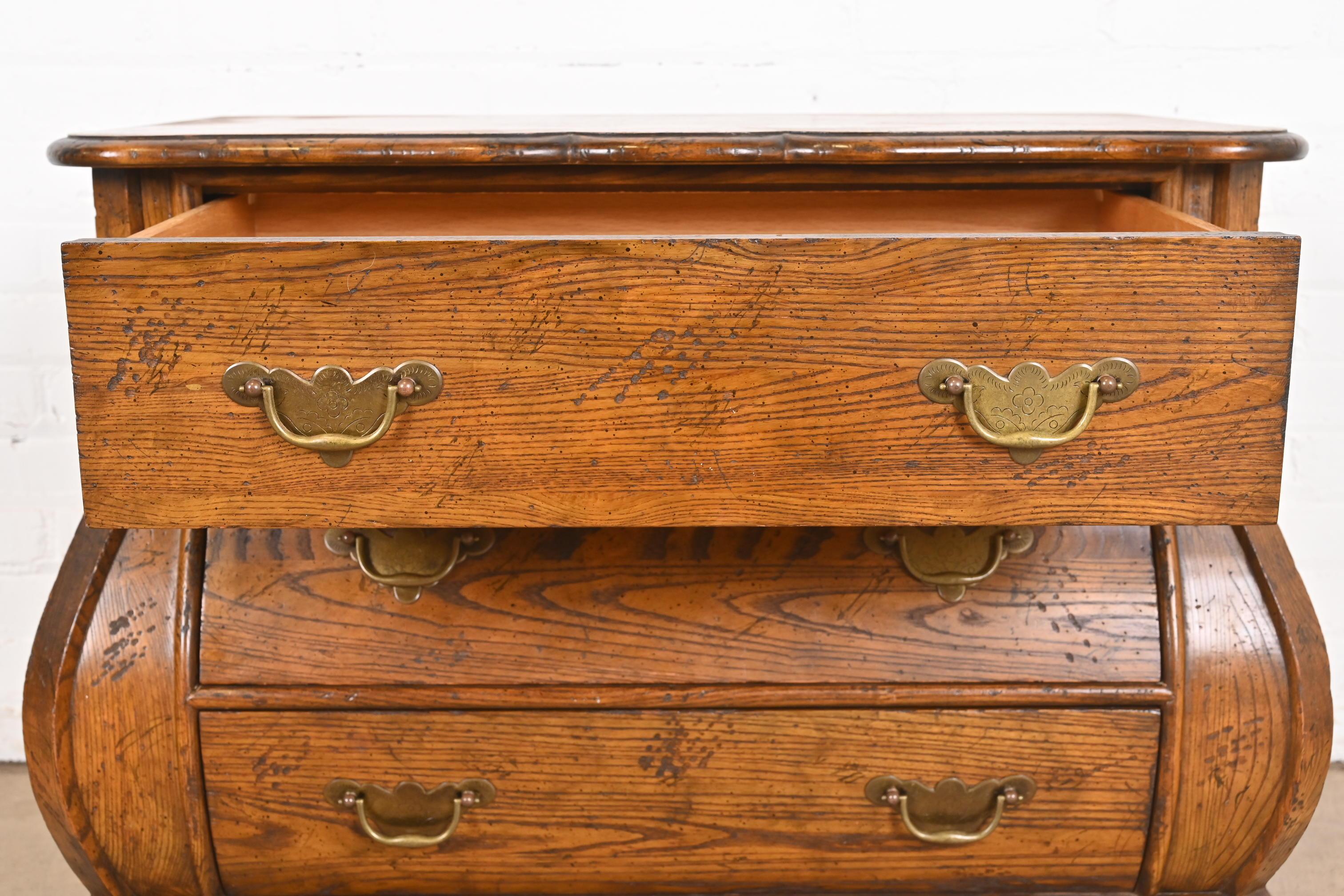 Baker Furniture Dutch Oak Bombe Chest or Commode For Sale 1
