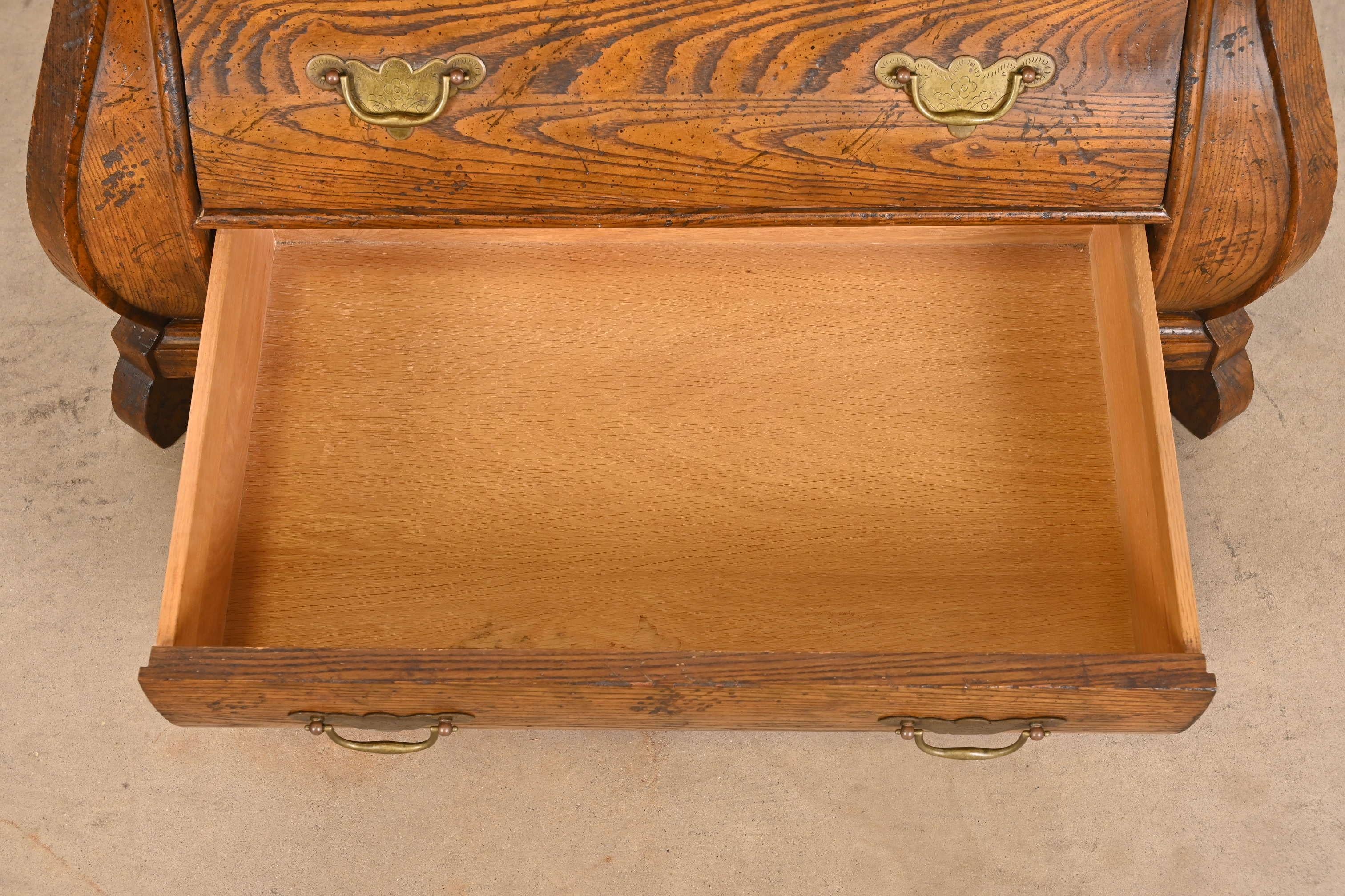 Baker Furniture Dutch Oak Bombe Chest or Commode For Sale 2