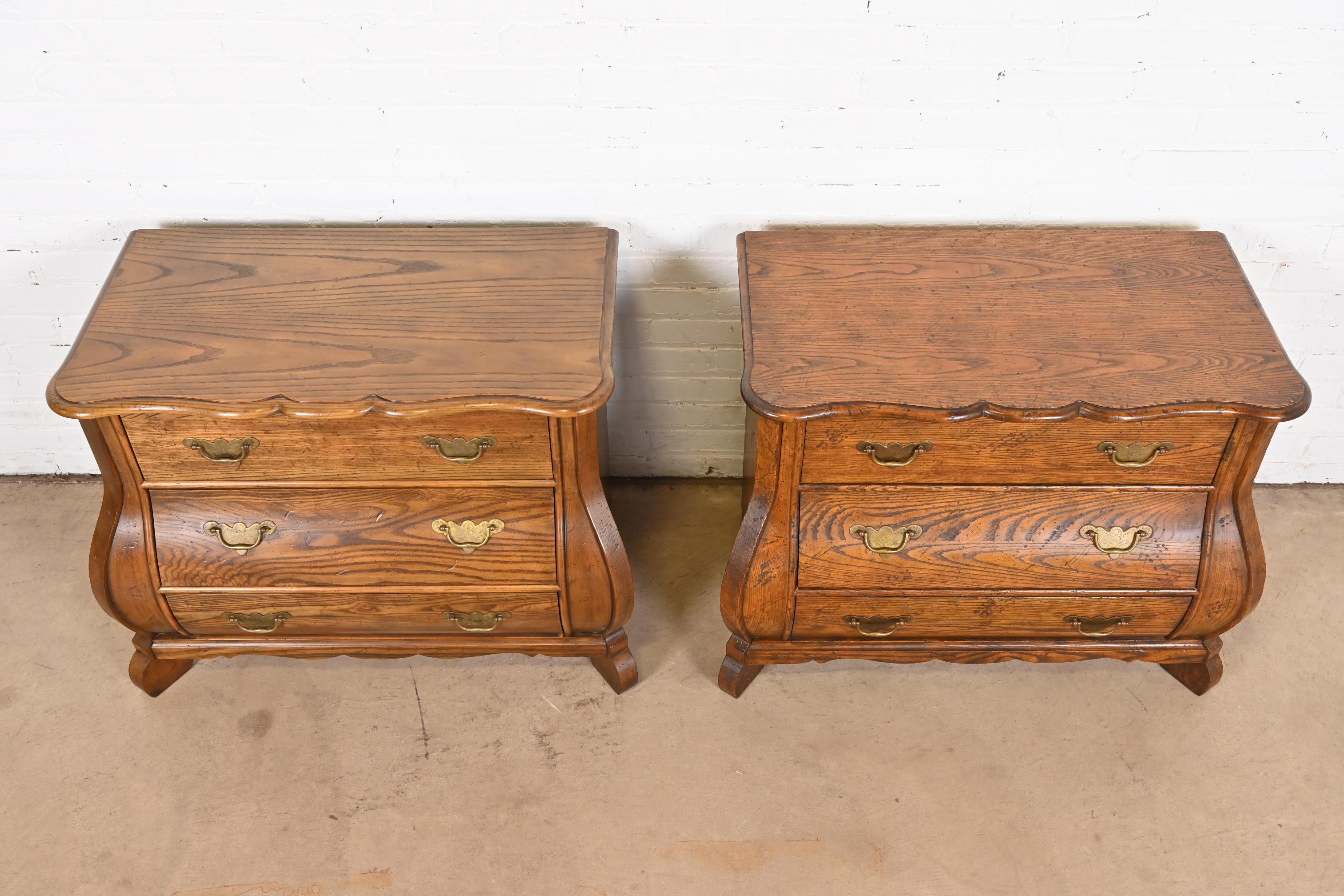 Baker Furniture Dutch Oak Bombe Chests or Commodes, Pair 5