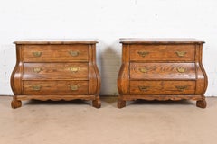 Baker Furniture Dutch Oak Bombe Chests or Commodes, Pair