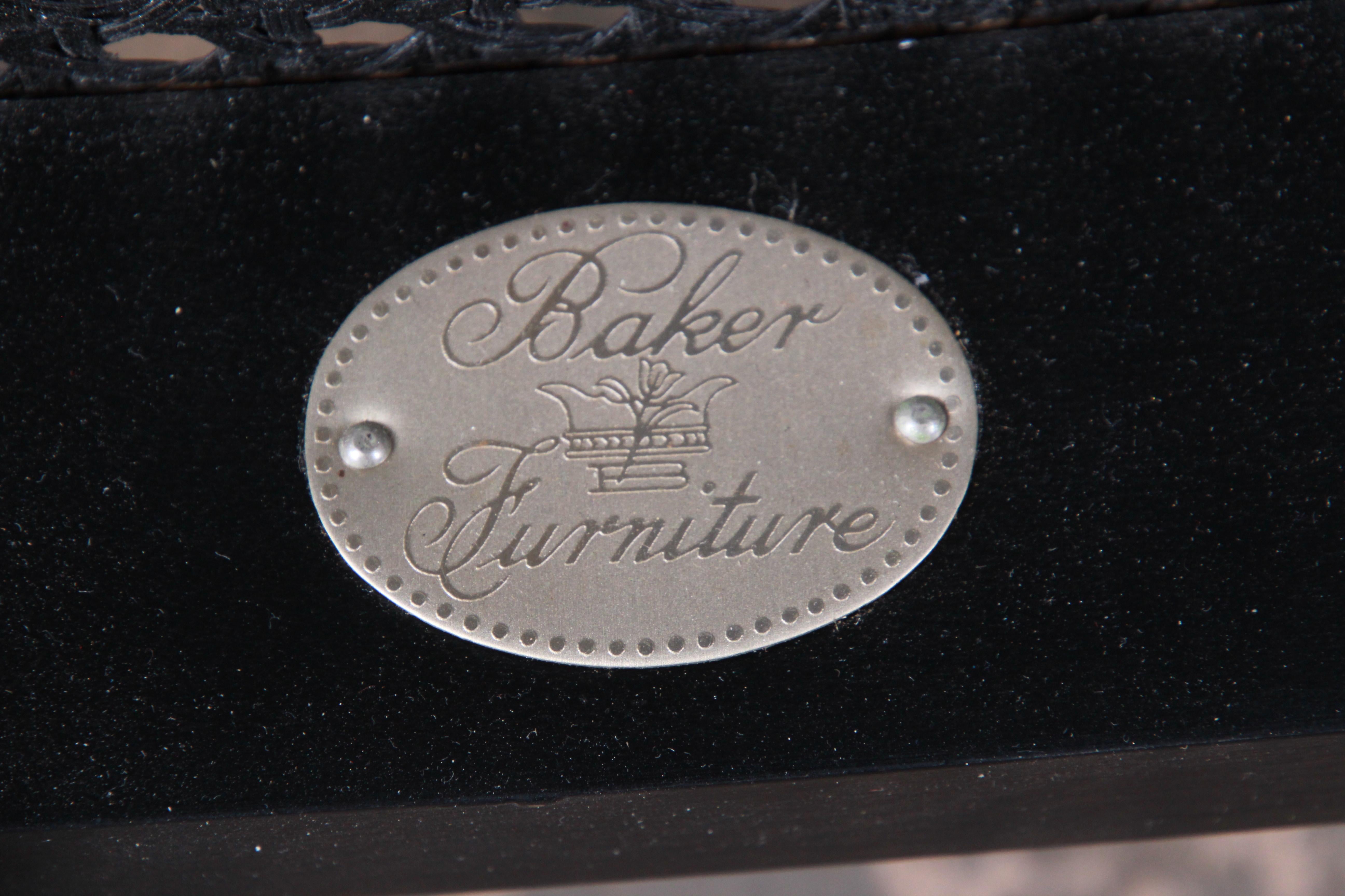 Baker Furniture Ebonized and Gold Gilt Regency Style Armchairs, Set of Six 12