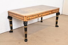 Baker Furniture Egyptian Revival Rosewood Leather Top Executive Bureau Plat Desk