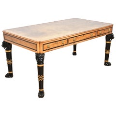 Baker Furniture Egyptian Revival Rosewood Leather Top Executive Bureau Plat Desk