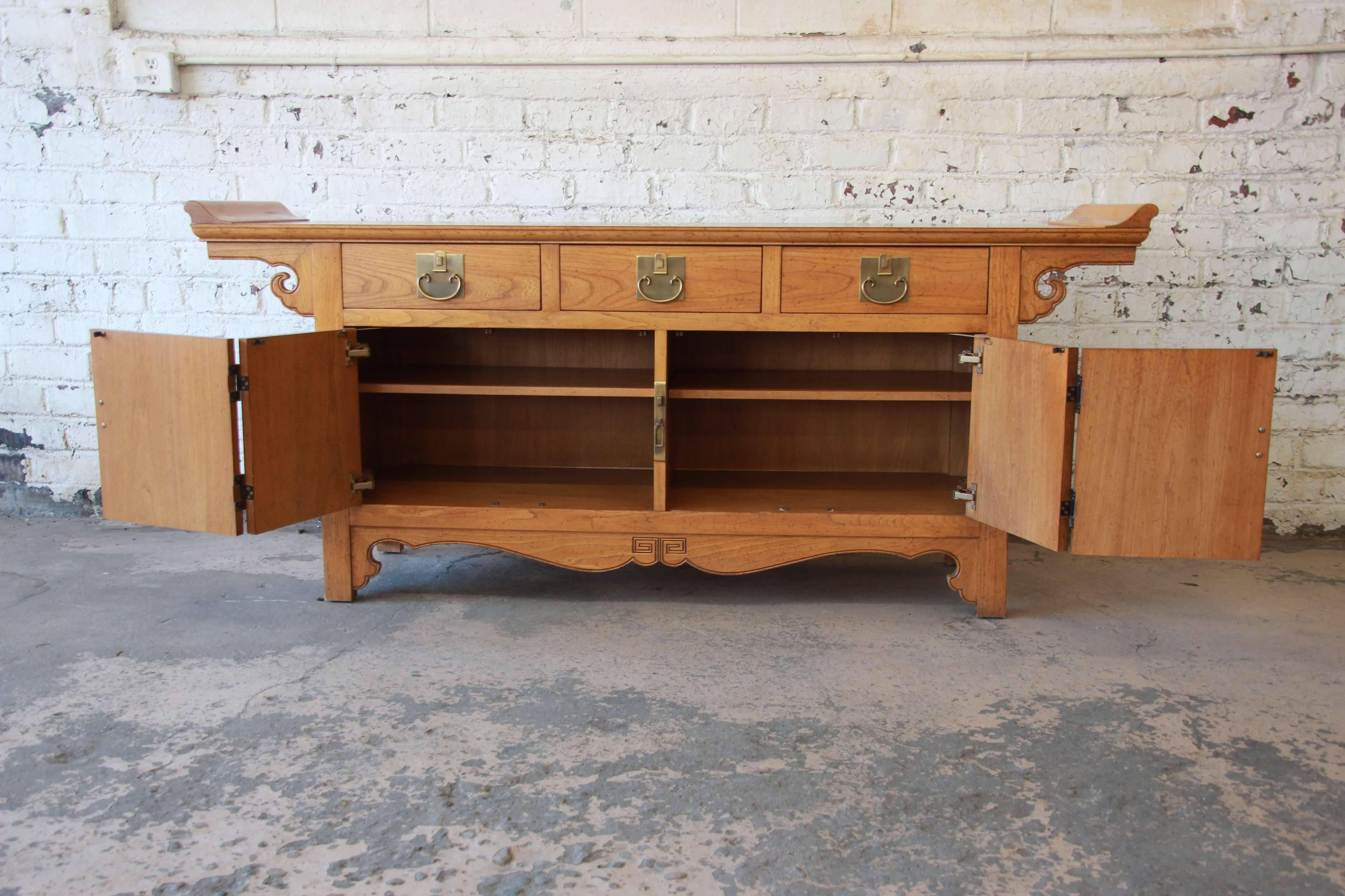Late 20th Century Baker Furniture Elmwood Chinoiserie Sideboard
