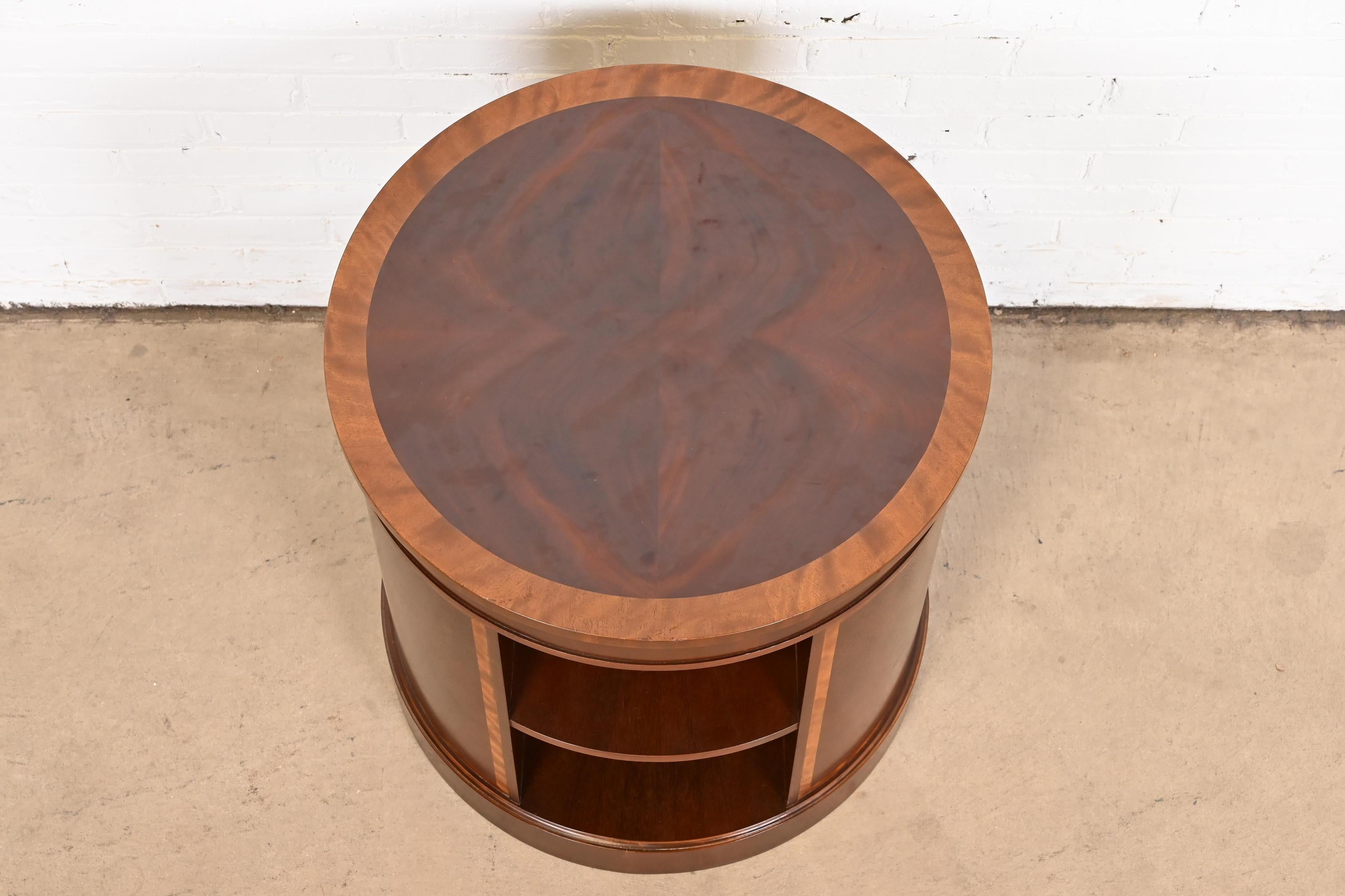 Baker Furniture Empire Banded Mahogany Drum Table For Sale 6