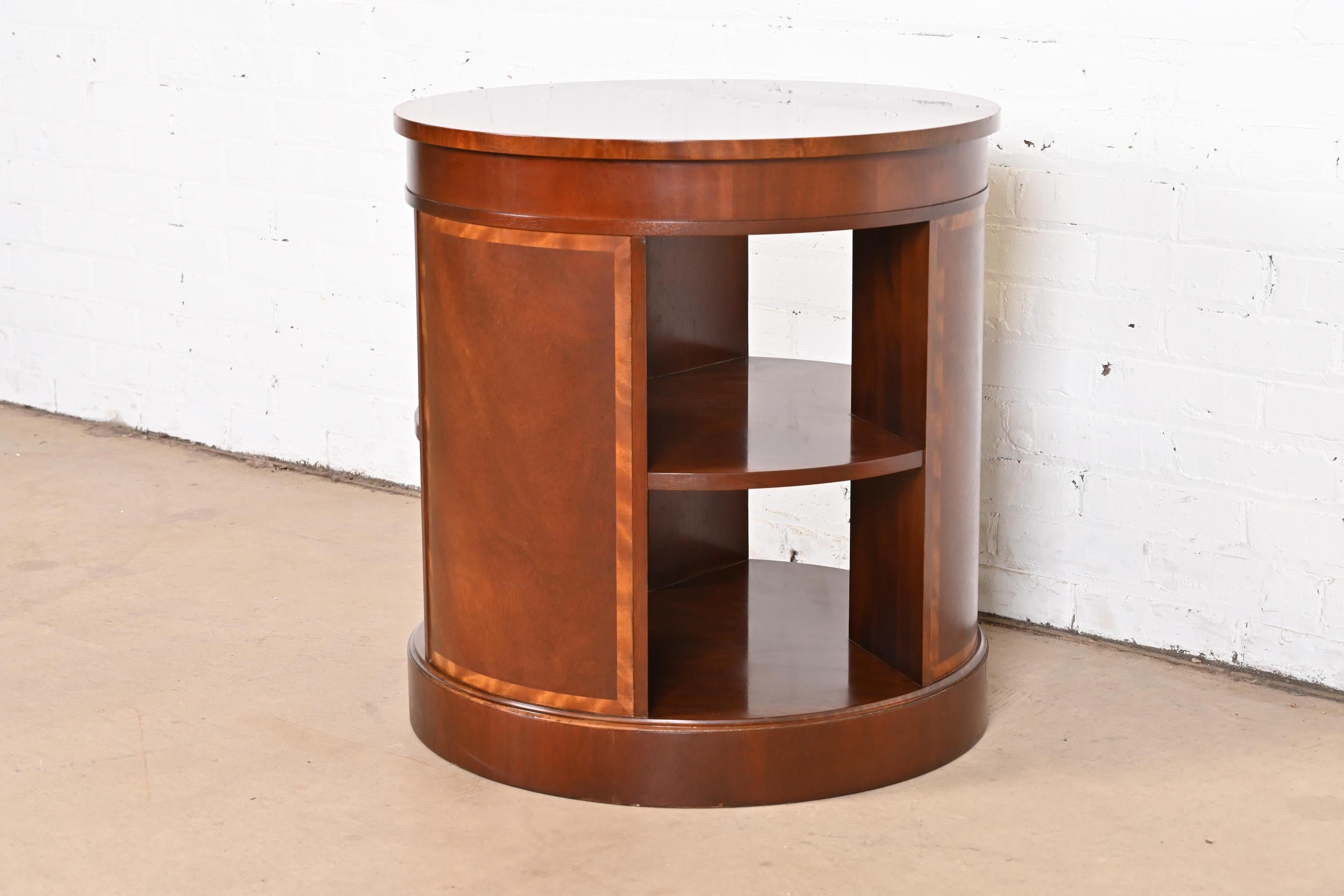Baker Furniture Empire Banded Mahogany Drum Table In Good Condition For Sale In South Bend, IN