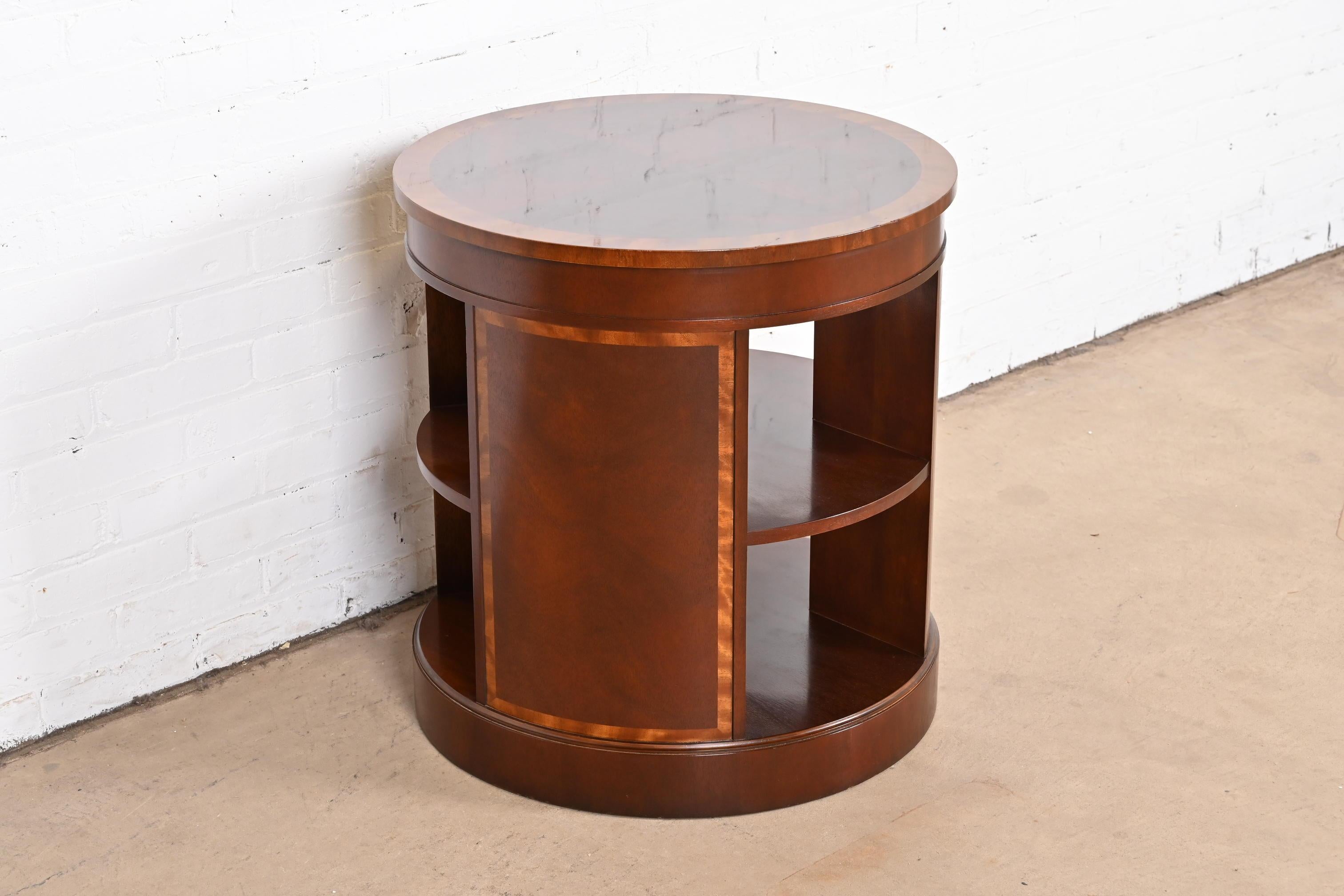 Baker Furniture Empire Banded Mahogany Drum Table For Sale 4