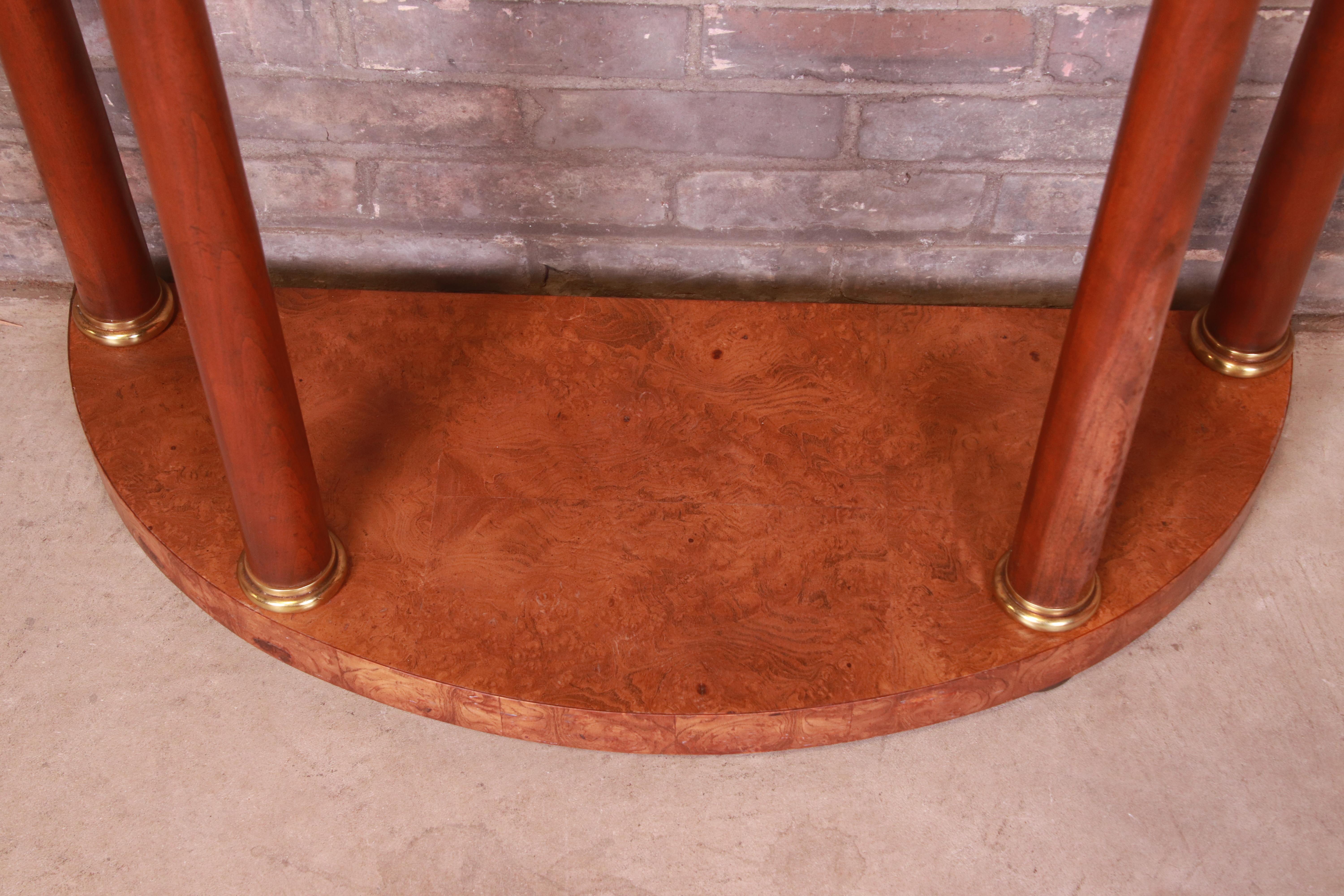 Table console demi-lune Empire en bois de broussin avec plateau en marbre de Baker Furniture en vente 5