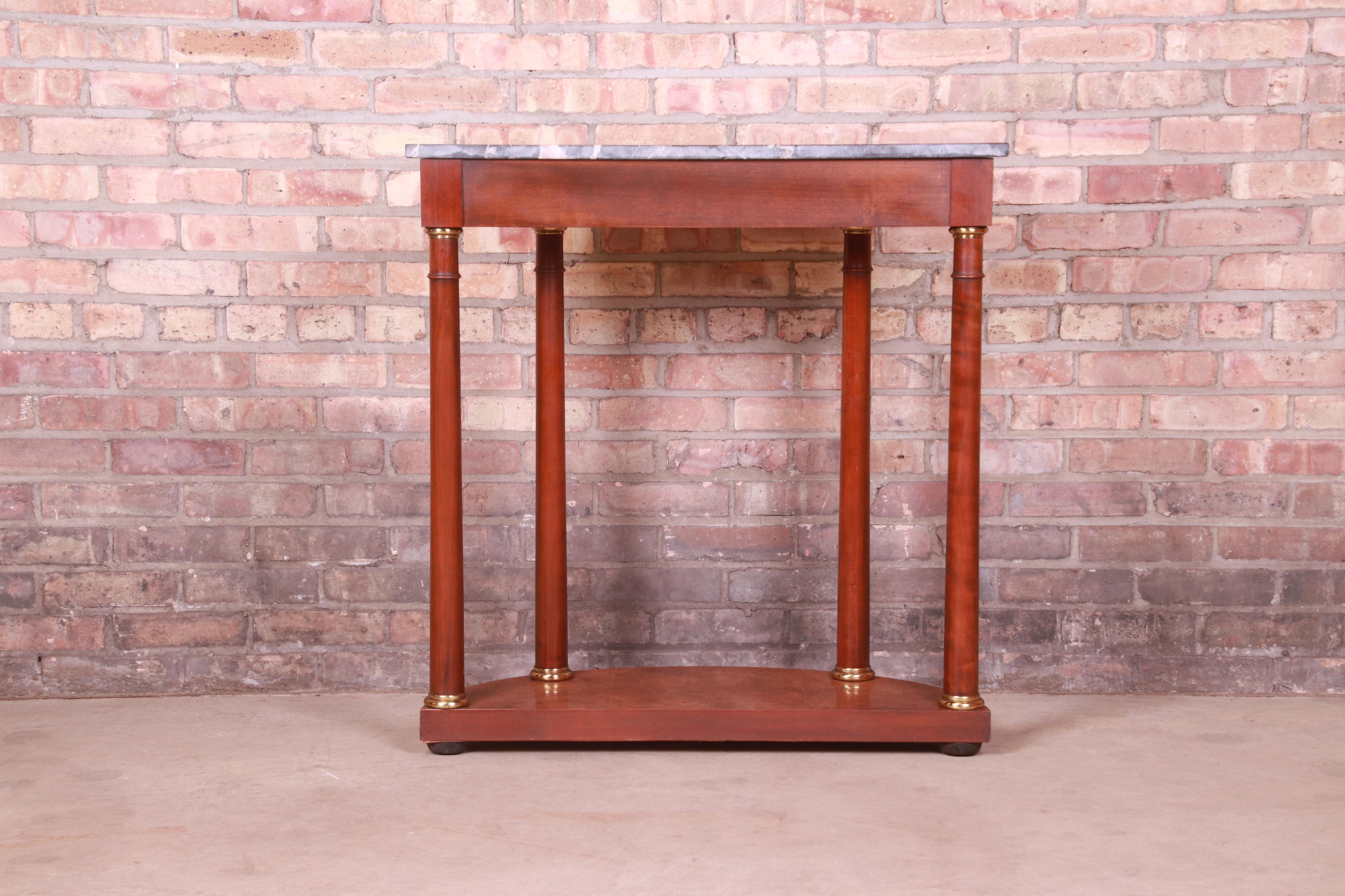 Table console demi-lune Empire en bois de broussin avec plateau en marbre de Baker Furniture en vente 11
