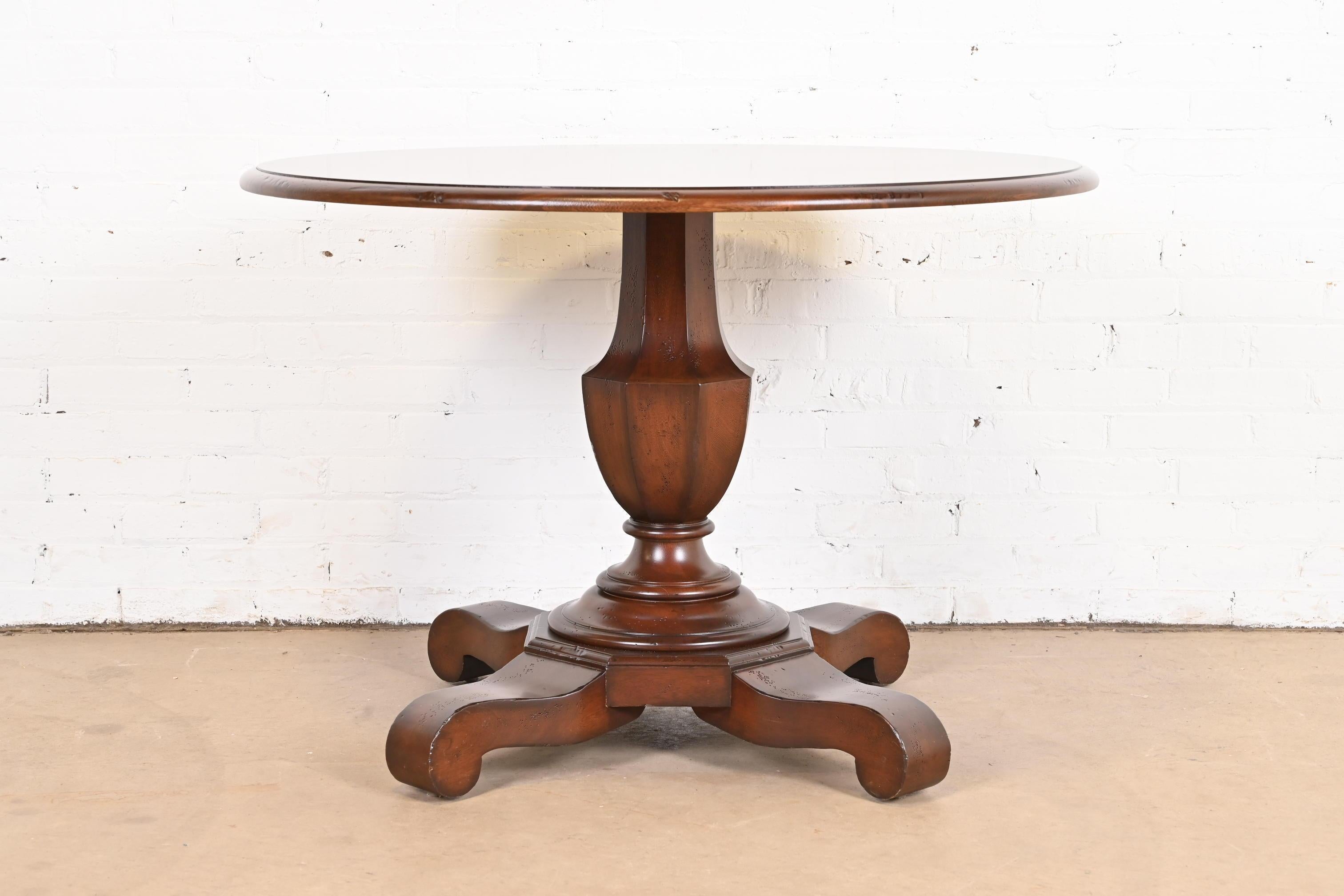 American Baker Furniture Empire Carved Mahogany Pedestal Breakfast Table or Center Table