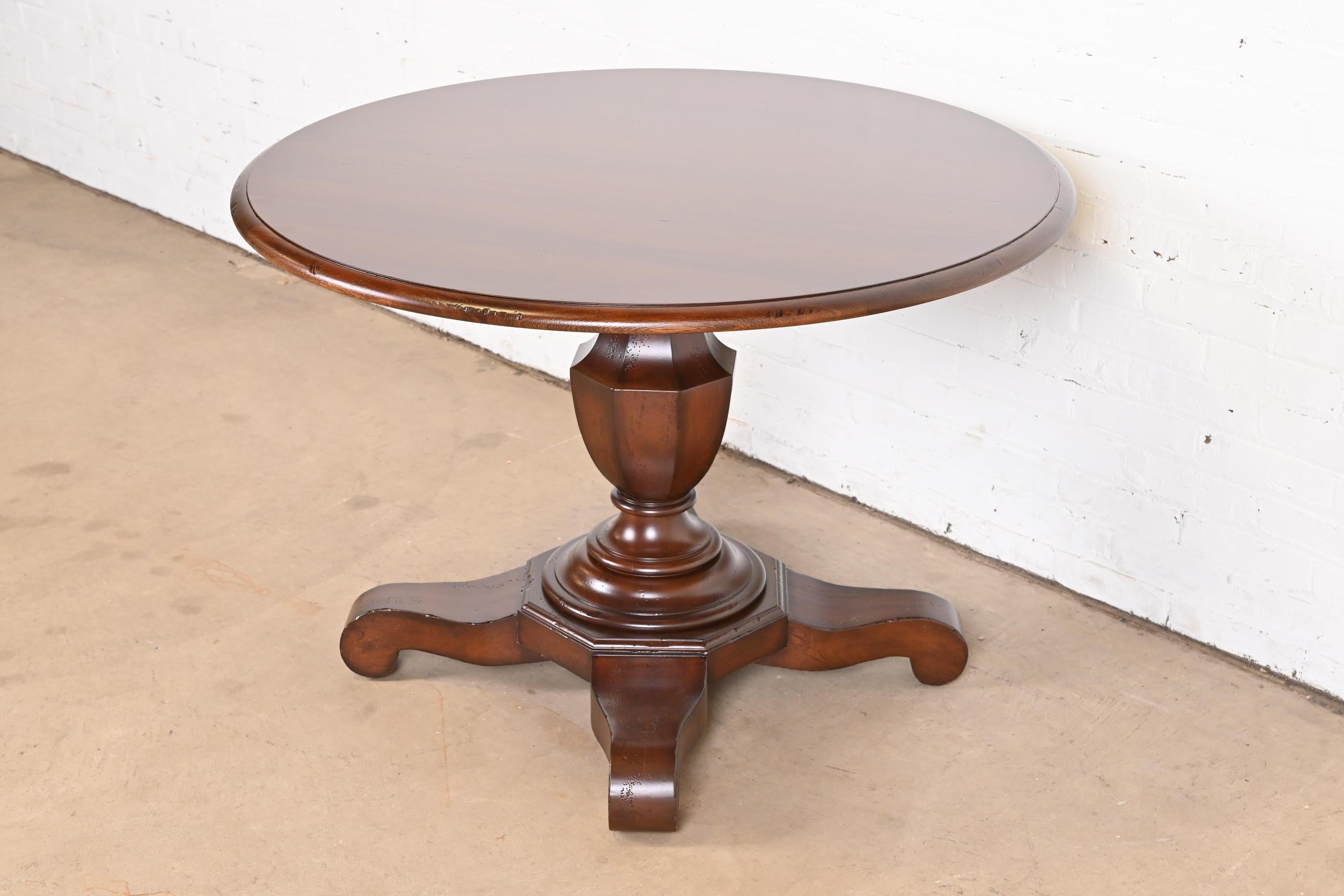 Baker Furniture Empire Carved Mahogany Pedestal Breakfast Table or Center Table In Good Condition In South Bend, IN