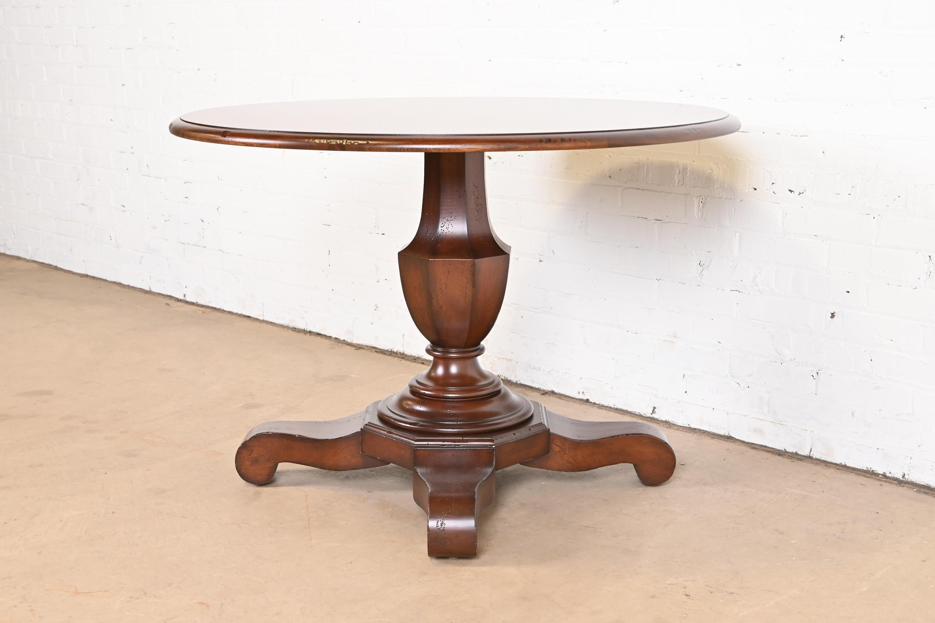 20th Century Baker Furniture Empire Carved Mahogany Pedestal Breakfast Table or Center Table