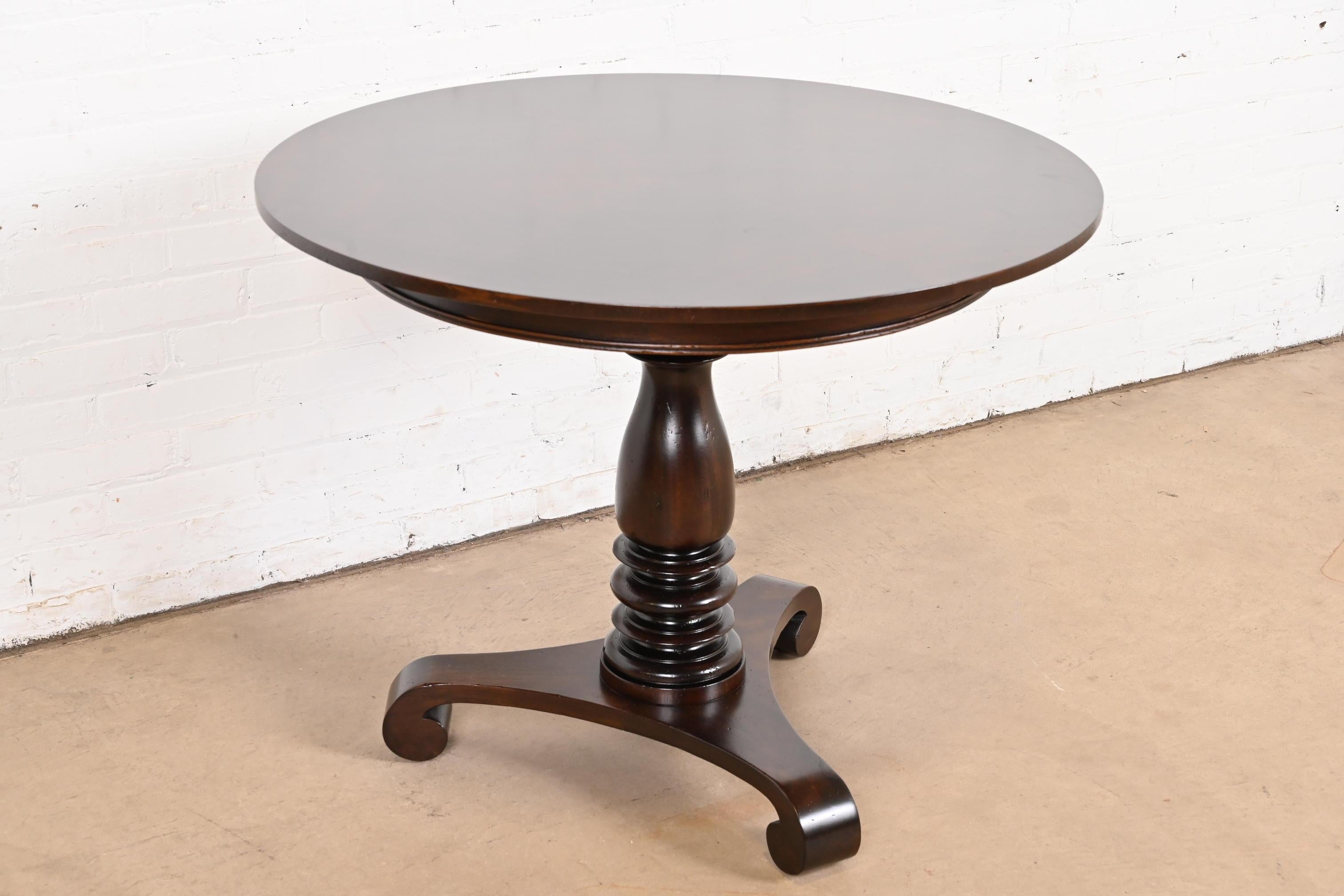 Baker Furniture Empire Carved Mahogany Pedestal Tea Table or Center Table In Good Condition In South Bend, IN