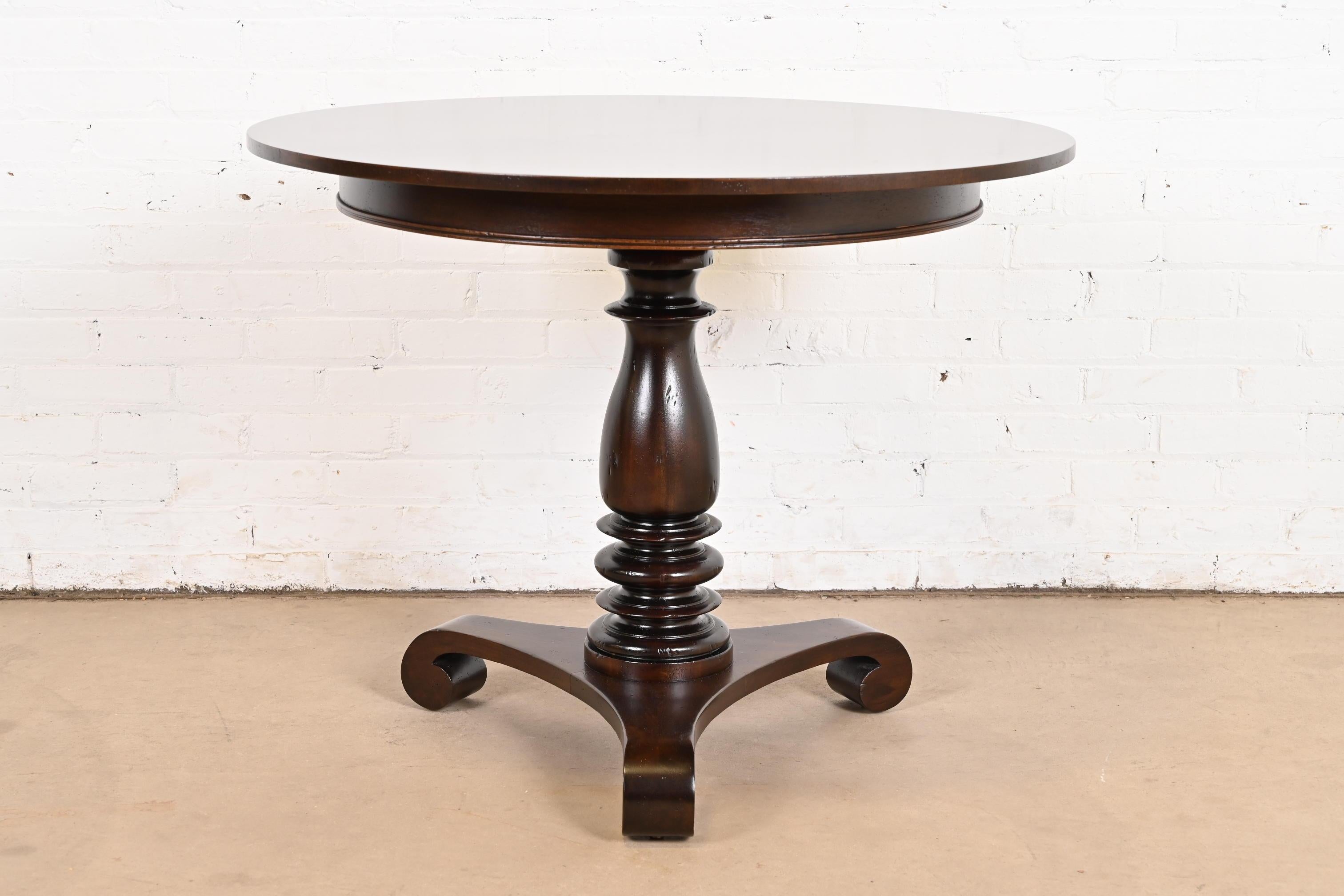 Baker Furniture Empire Carved Mahogany Pedestal Tea Table or Center Table 1