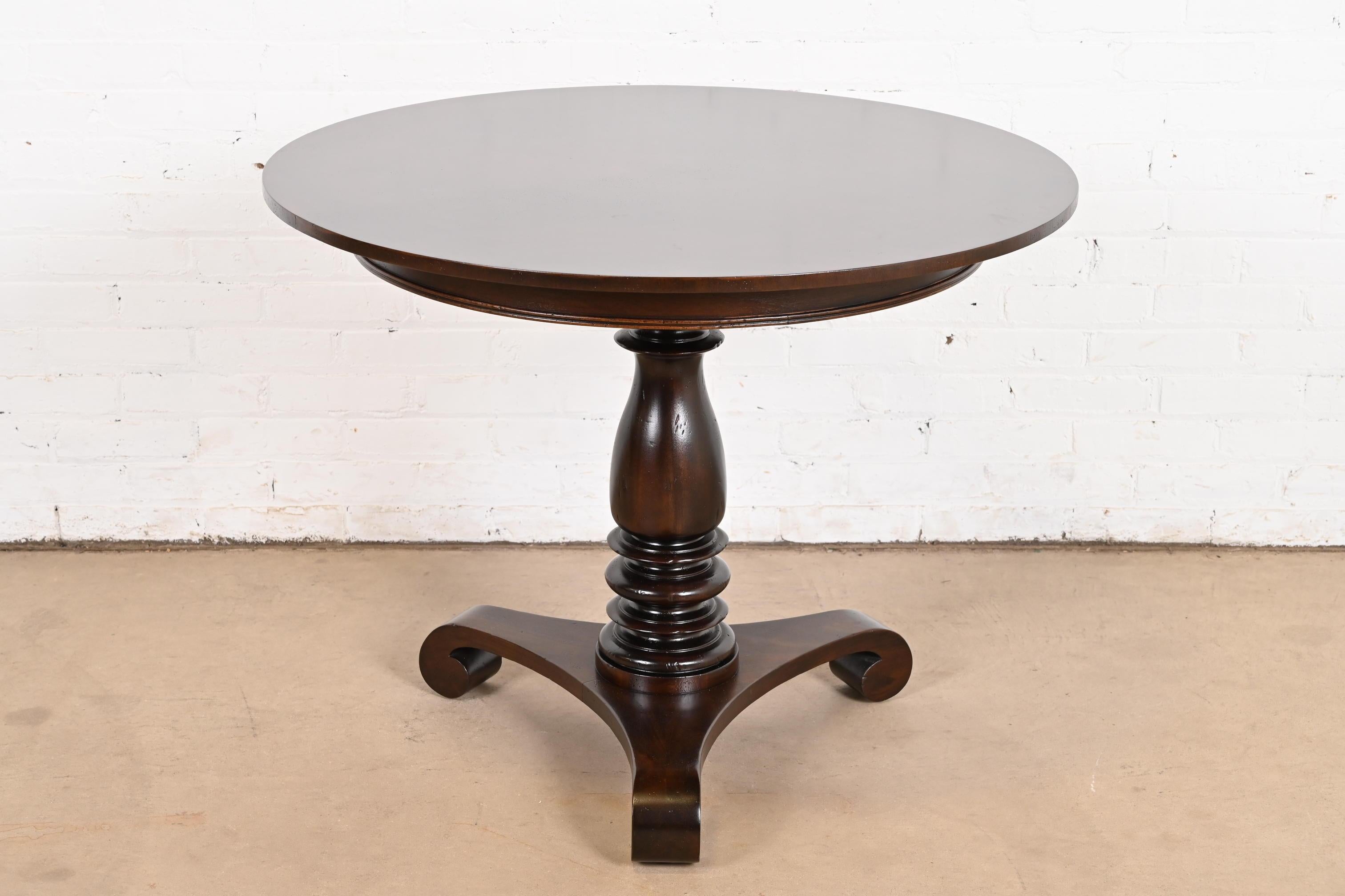 Baker Furniture Empire Carved Mahogany Pedestal Tea Table or Center Table 2