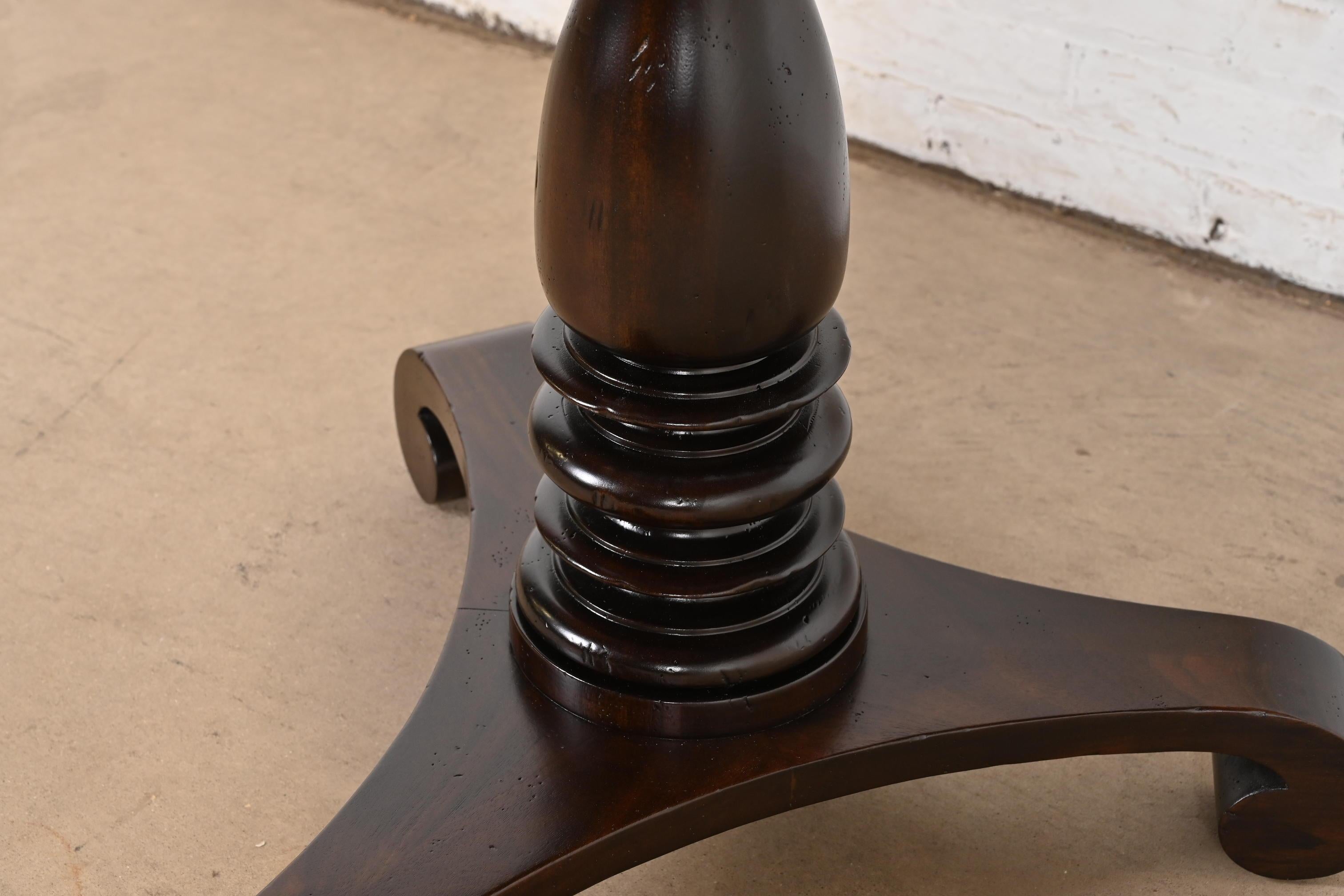 Baker Furniture Empire Carved Mahogany Pedestal Tea Table or Center Table 4