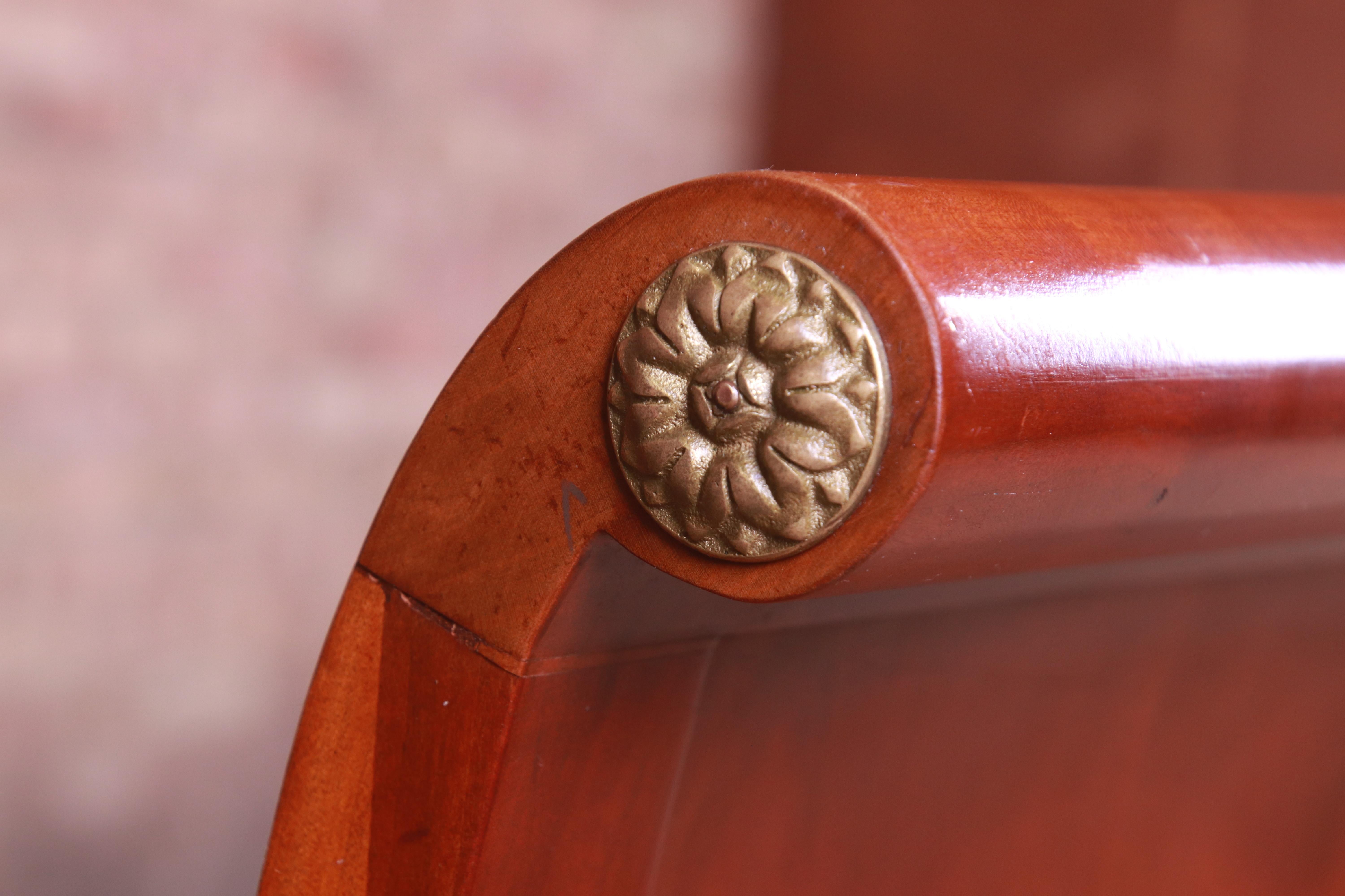 Baker Furniture Empire Cherry Wood Queen Size Sleigh Bed In Good Condition In South Bend, IN