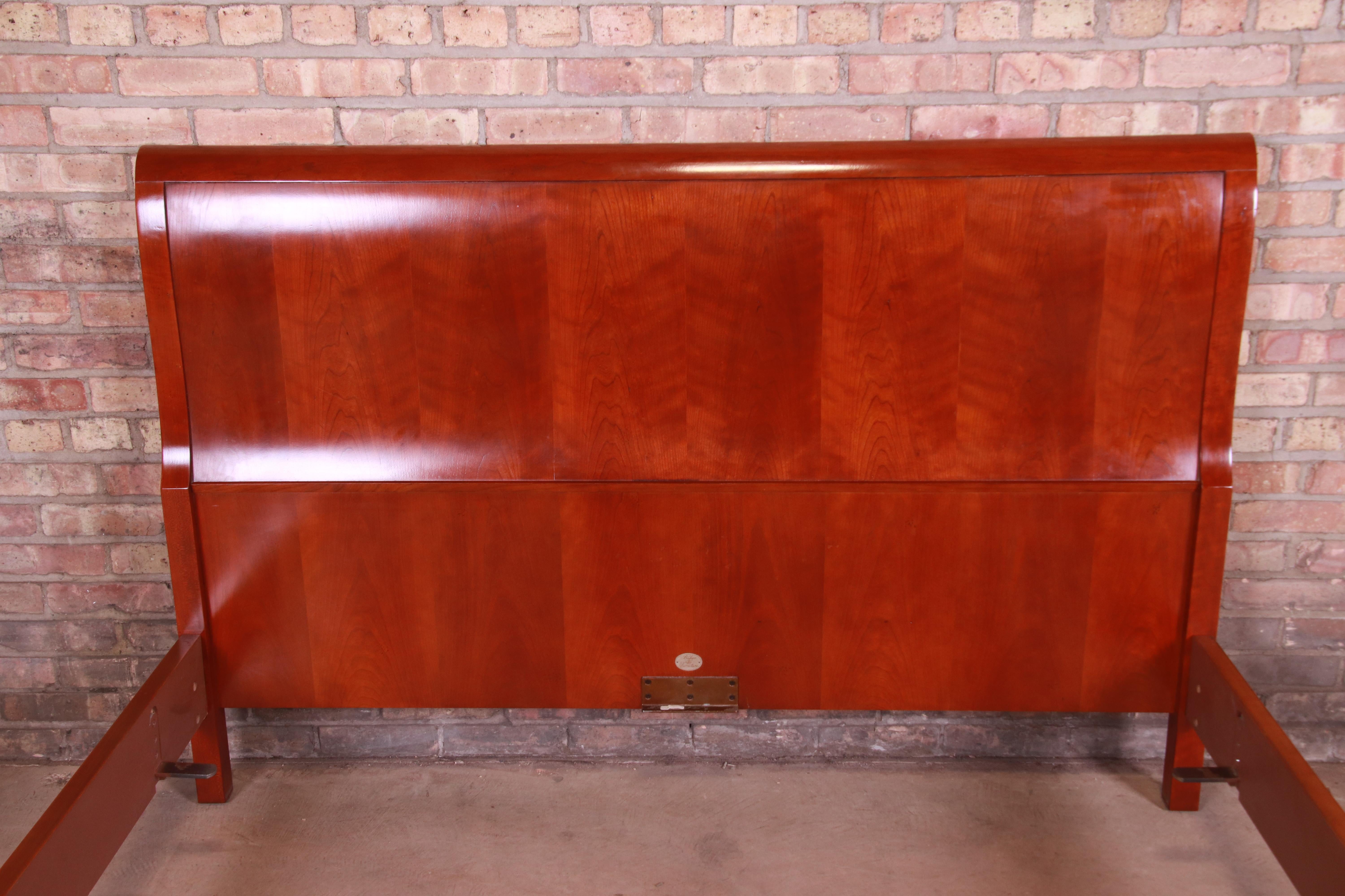 20th Century Baker Furniture Empire Cherry Wood Queen Size Sleigh Bed
