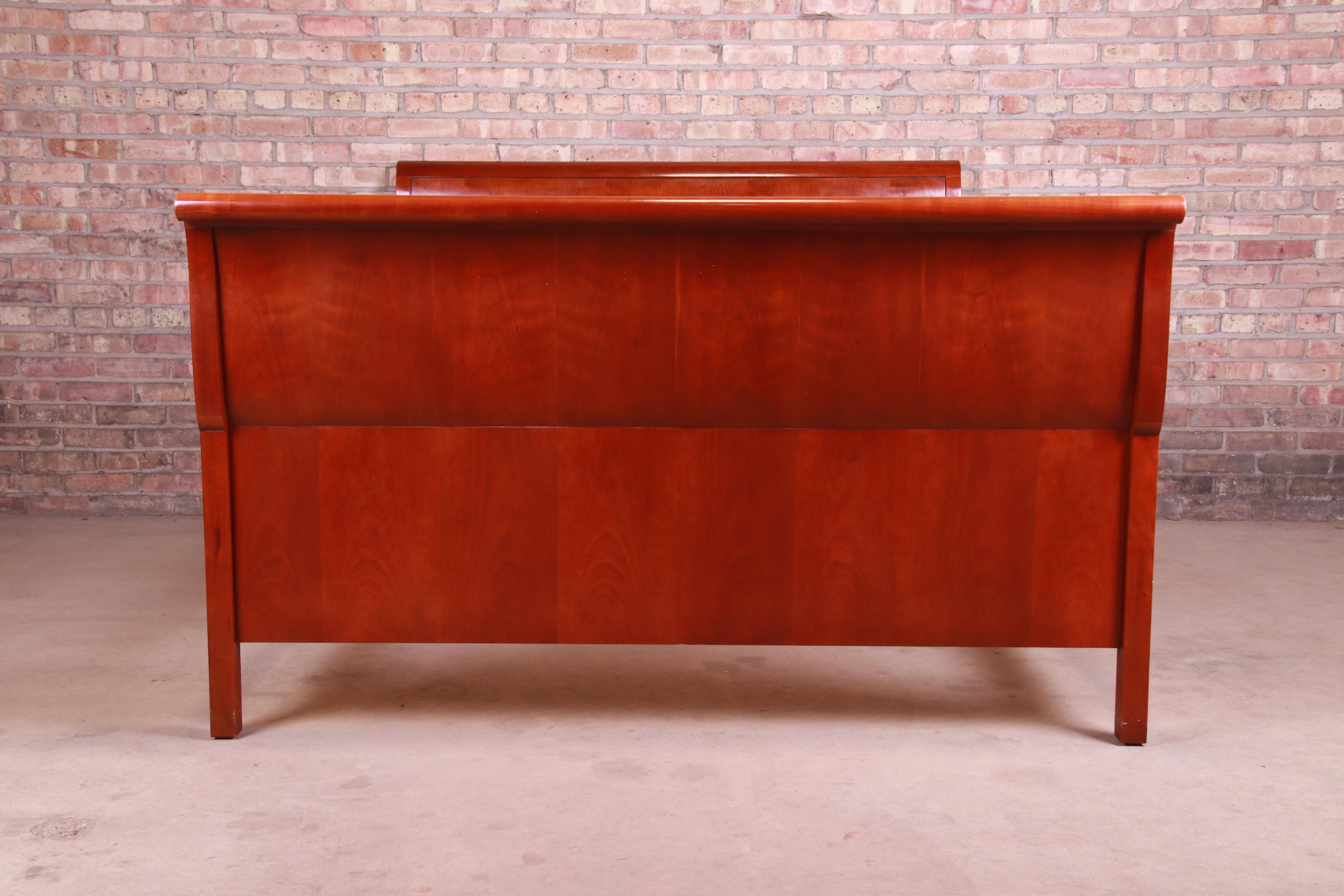 Baker Furniture Empire Cherry Wood Queen Size Sleigh Bed 1
