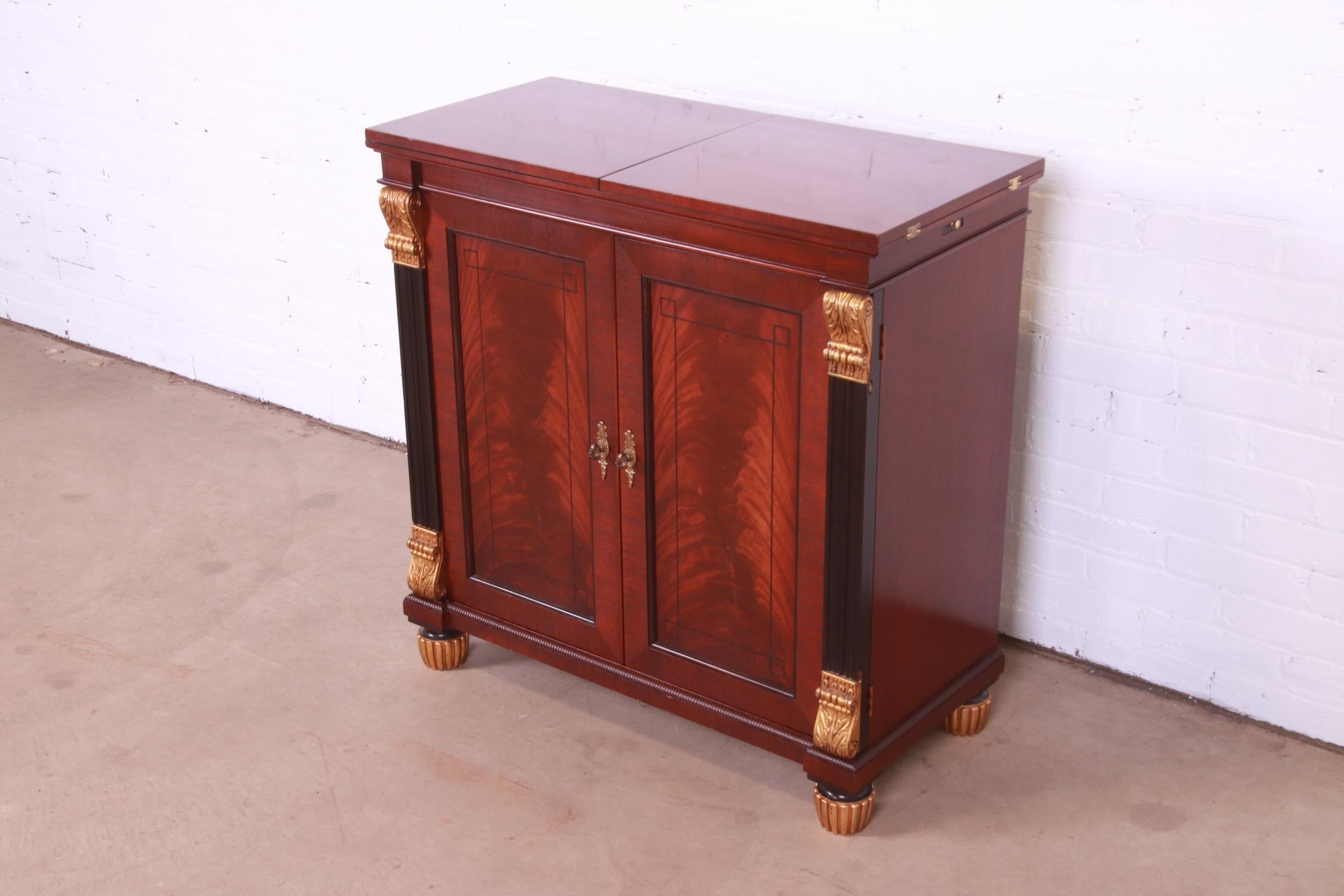 Baker Furniture Empire Flame Mahogany Flip-Top Server or Bar Cabinet In Good Condition In South Bend, IN