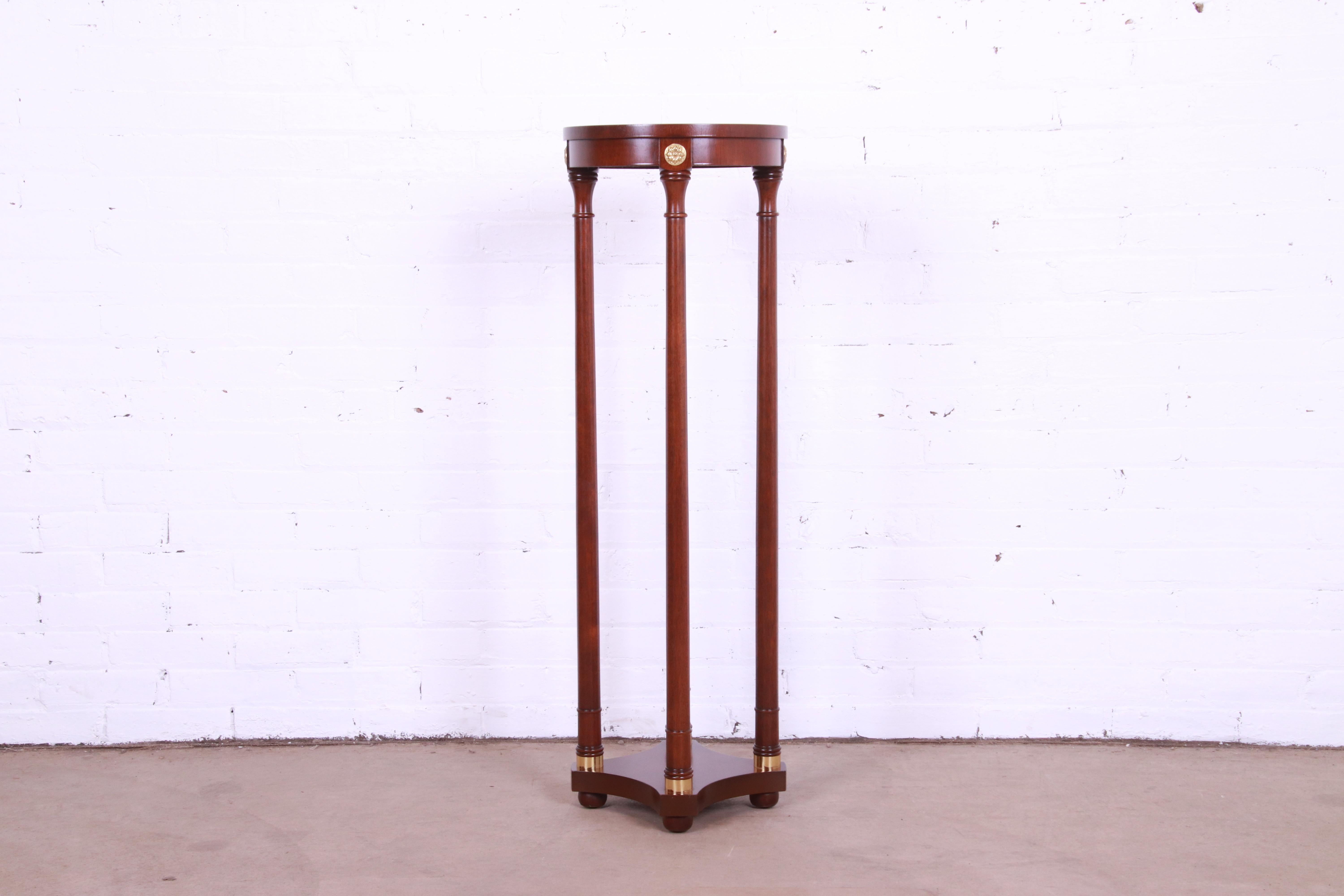 Baker Furniture Empire Mahogany and Brass Plant Stand, Newly Refinished 2