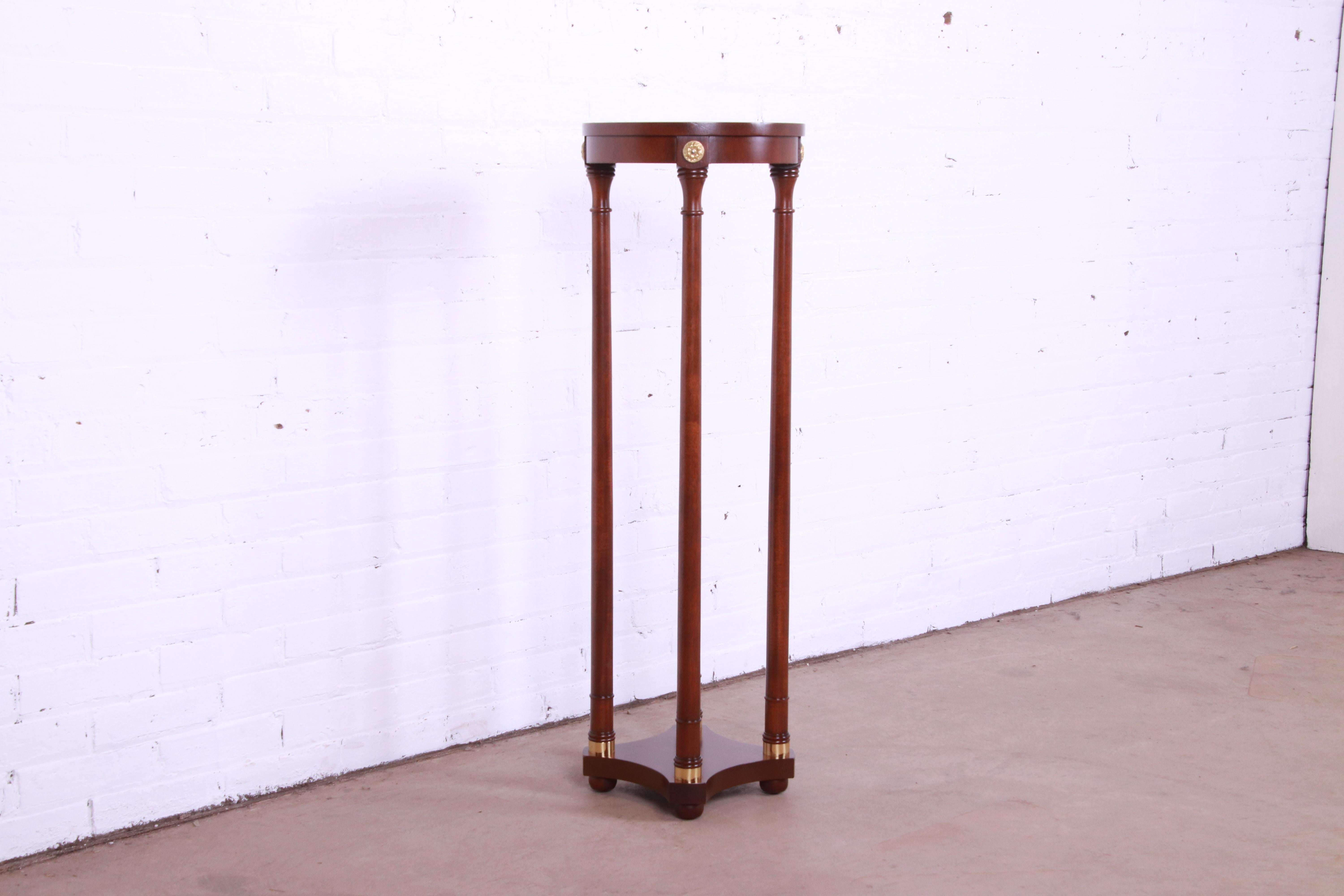 American Baker Furniture Empire Mahogany and Brass Plant Stand, Newly Refinished