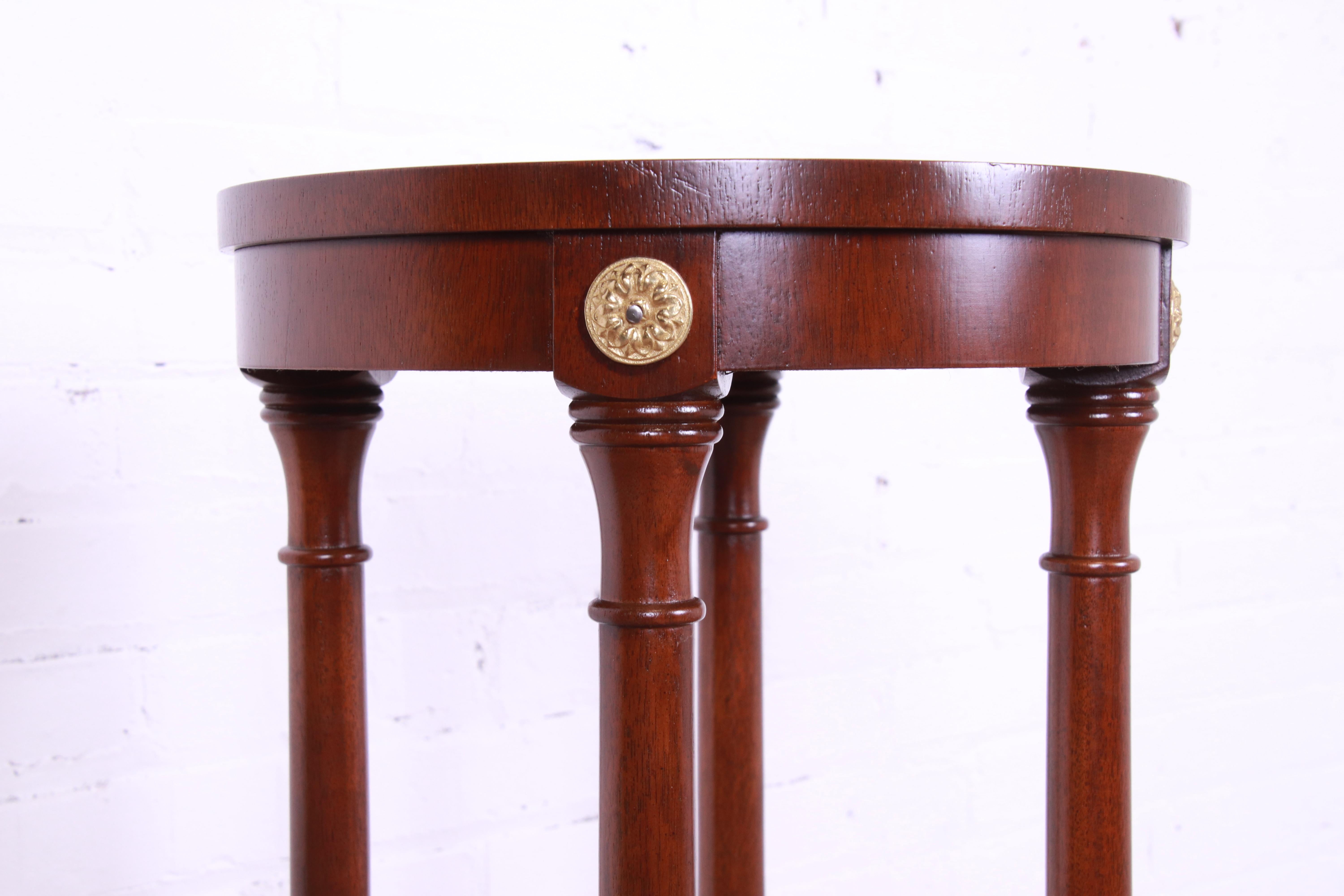 Baker Furniture Empire Mahogany and Brass Plant Stand, Newly Refinished In Good Condition In South Bend, IN