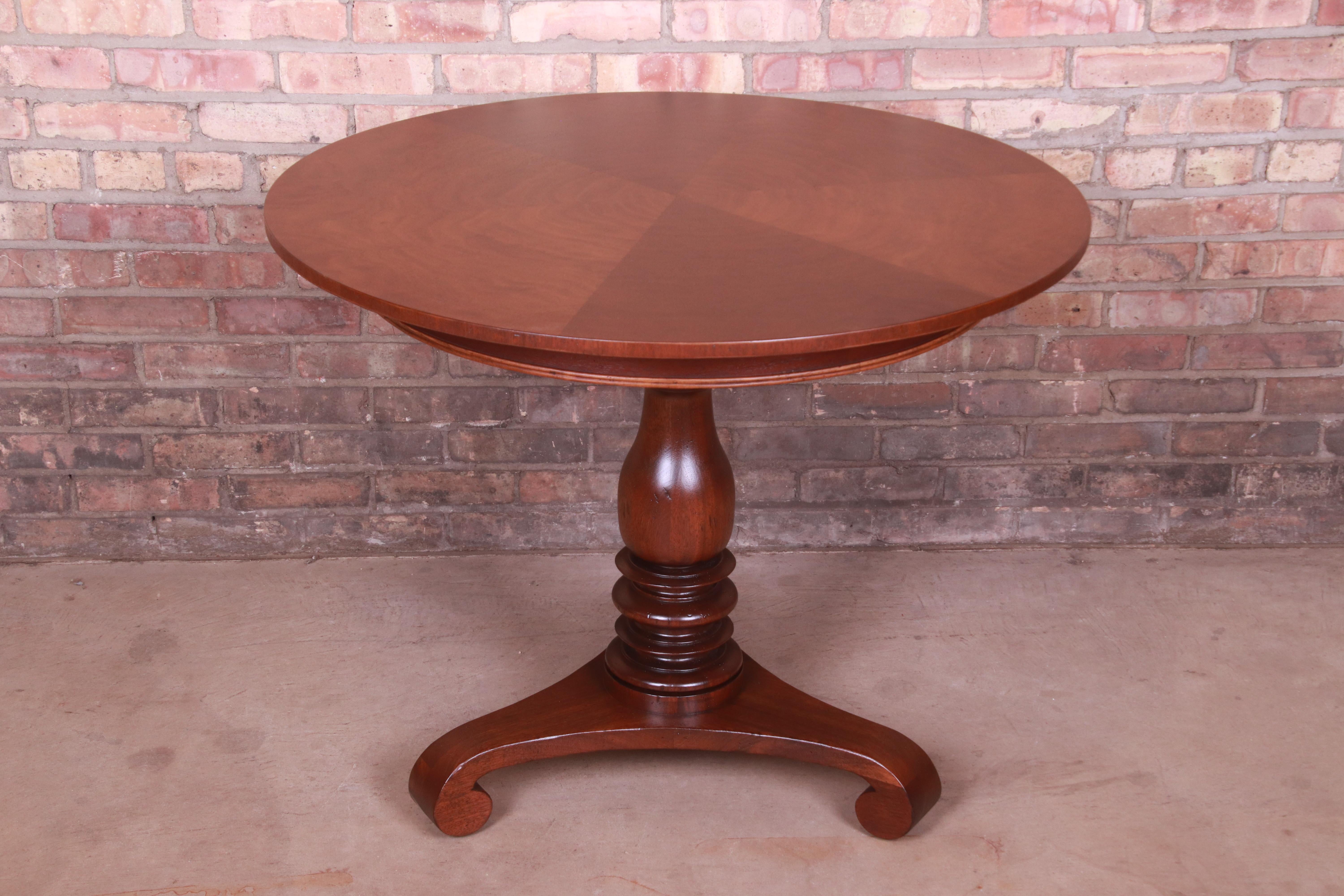 American Baker Furniture Empire Mahogany Pedestal Tea Table or Center Table, Refinished