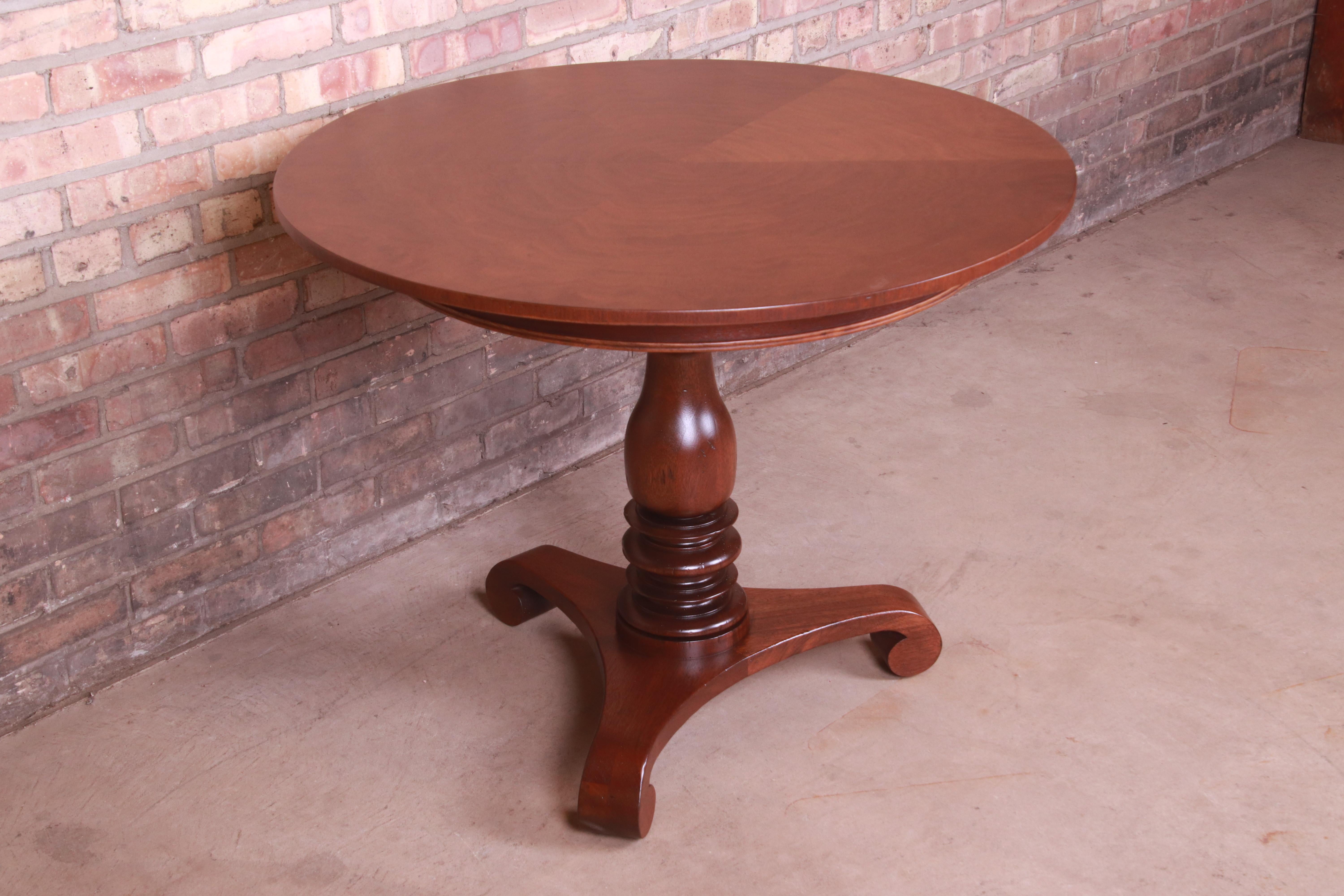 Baker Furniture Empire Mahogany Pedestal Tea Table or Center Table, Refinished 1