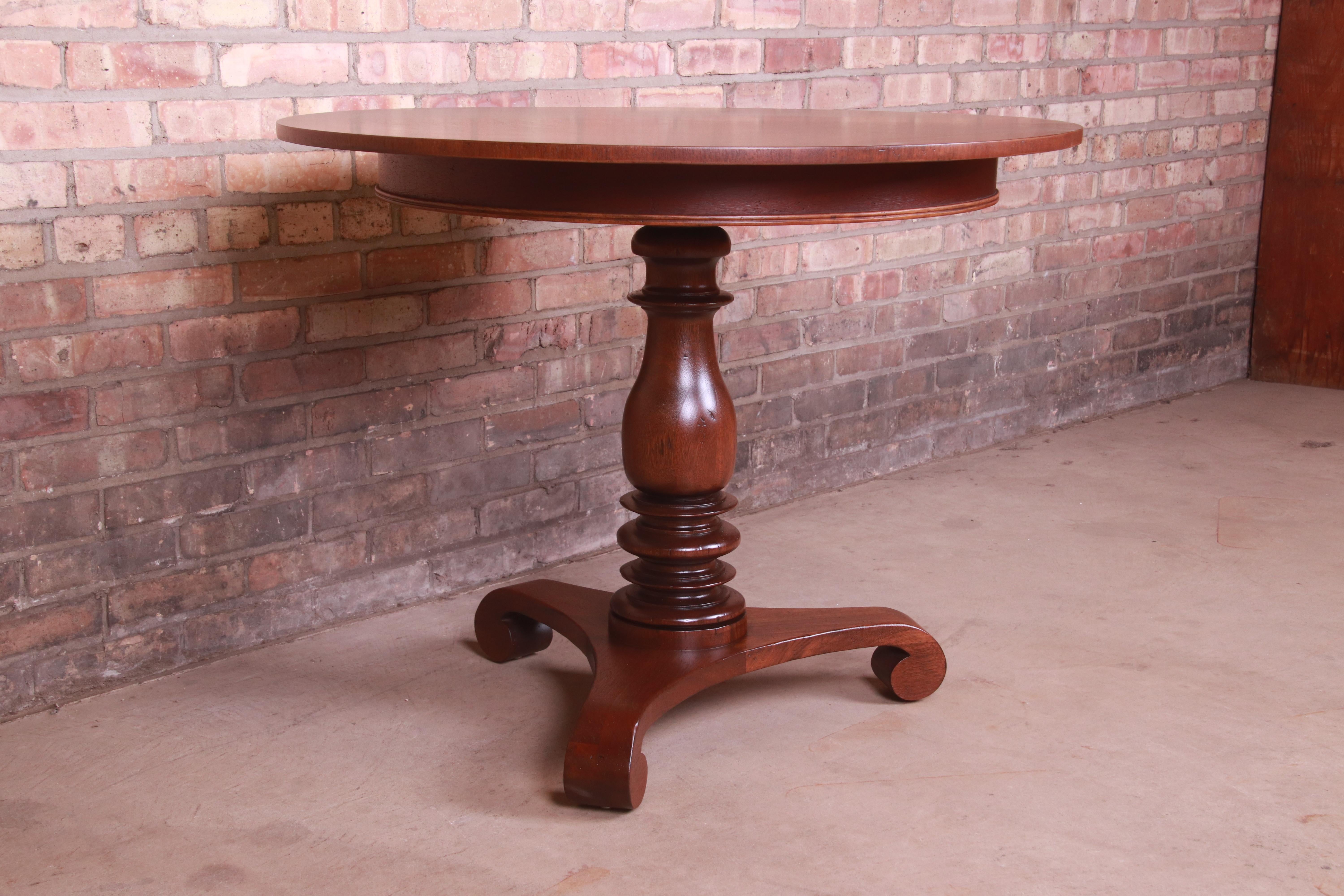 Baker Furniture Empire Mahogany Pedestal Tea Table or Center Table, Refinished 2