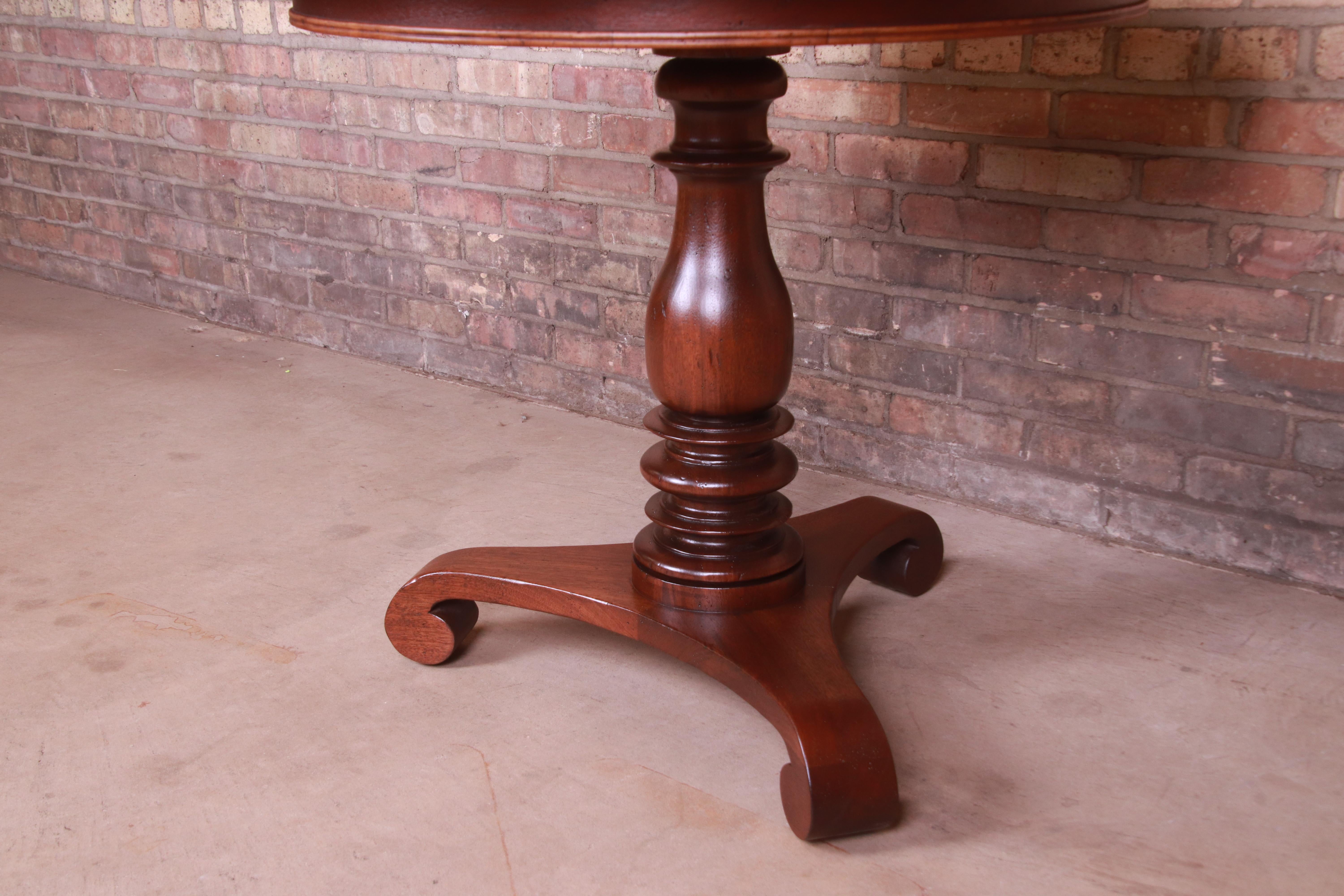Baker Furniture Empire Mahogany Pedestal Tea Table or Center Table, Refinished 3