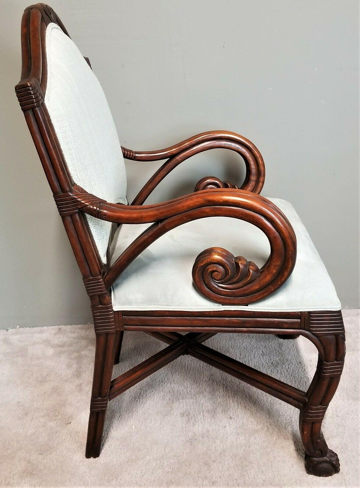 Baker Furniture Empire Style Scroll Arm Arm Desk Dining Chair Bon état à Lake Worth, FL