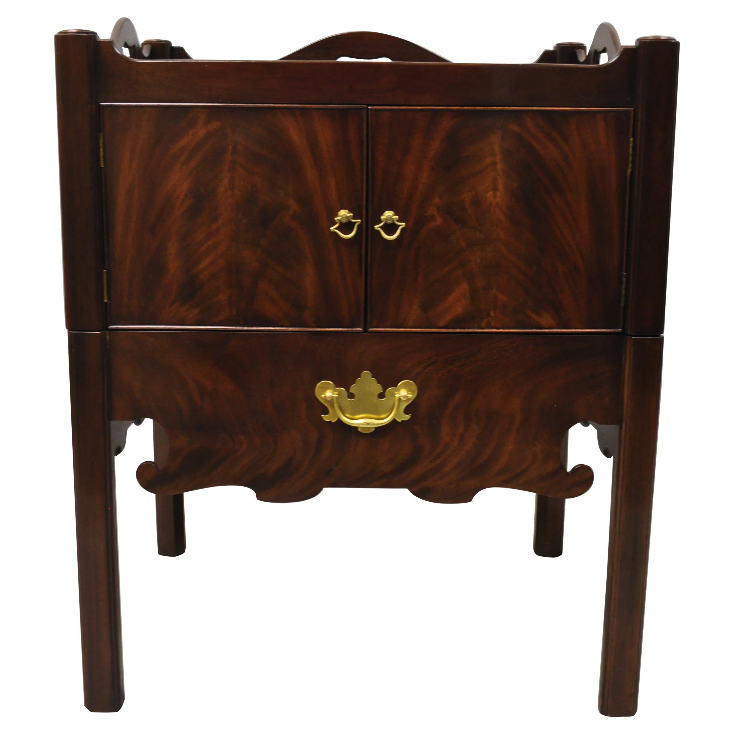 Baker Furniture English Georgian Mahogany End Table Washstand Nightstand Cabinet For Sale