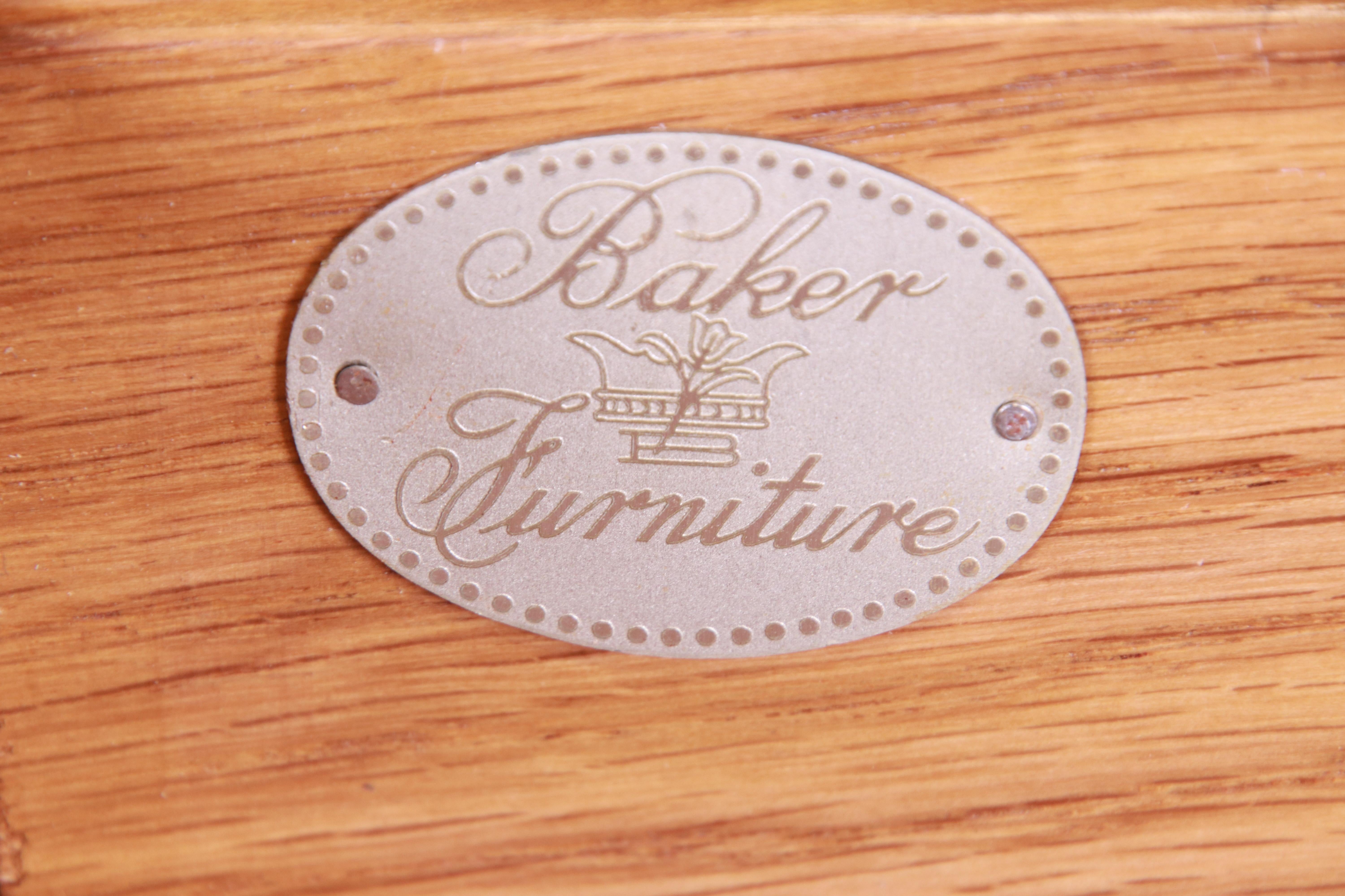 Baker Furniture English Georgian Oak Nightstands, Newly Refinished 8