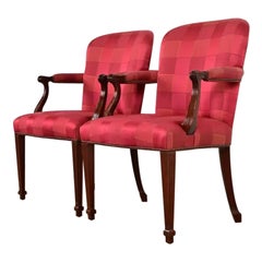 Baker Furniture English Regency Armchairs or Dining Captain Chairs, Pair