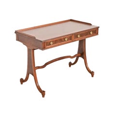 Baker Furniture English Regency Burled Walnut Writing Desk, Newly Refinished