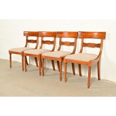 Baker Furniture English Regency Carved Maple Dining Chairs, Set of Four