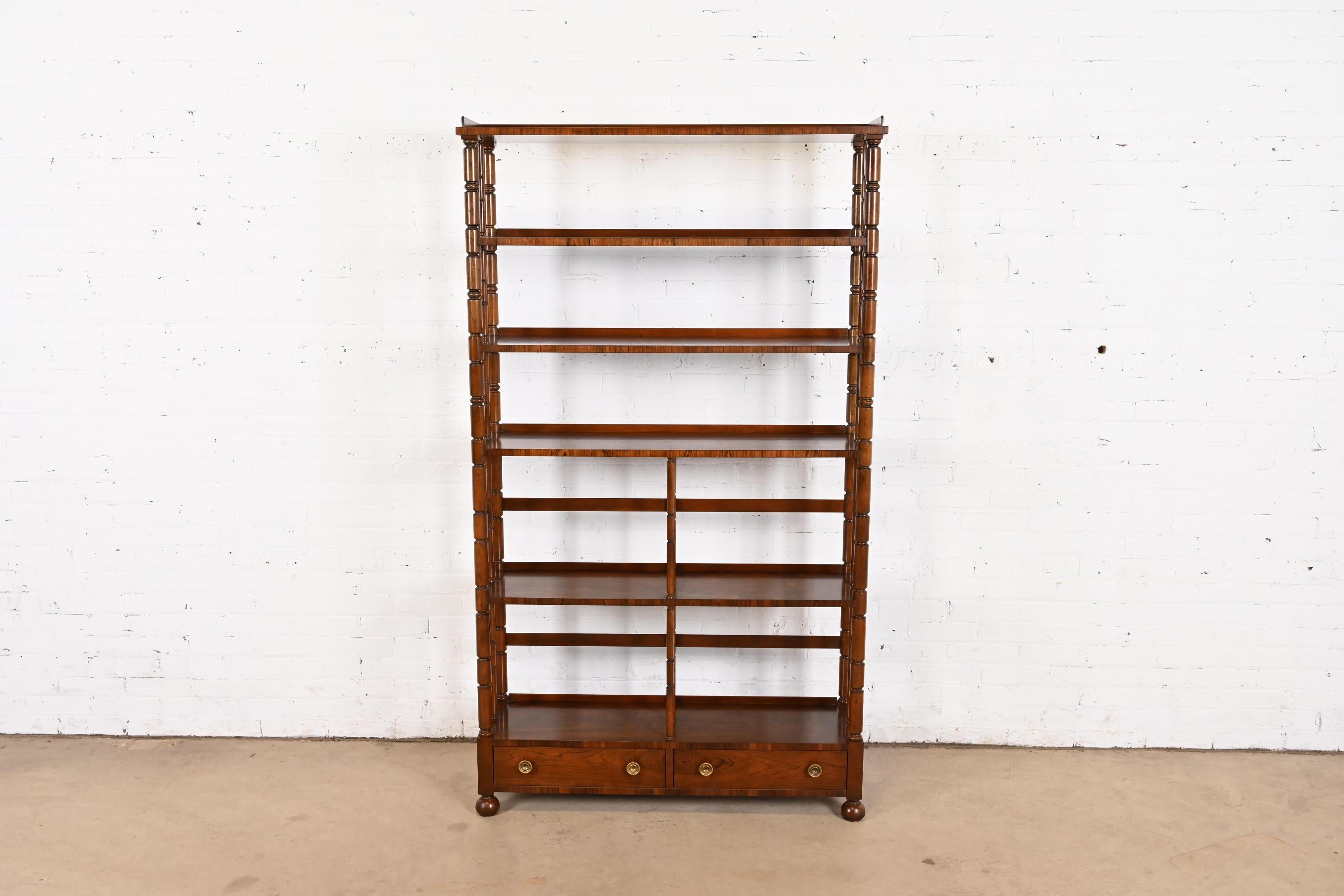 American Baker Furniture English Regency Carved Rosewood Étagère, Bookcase, or Wall Unit For Sale
