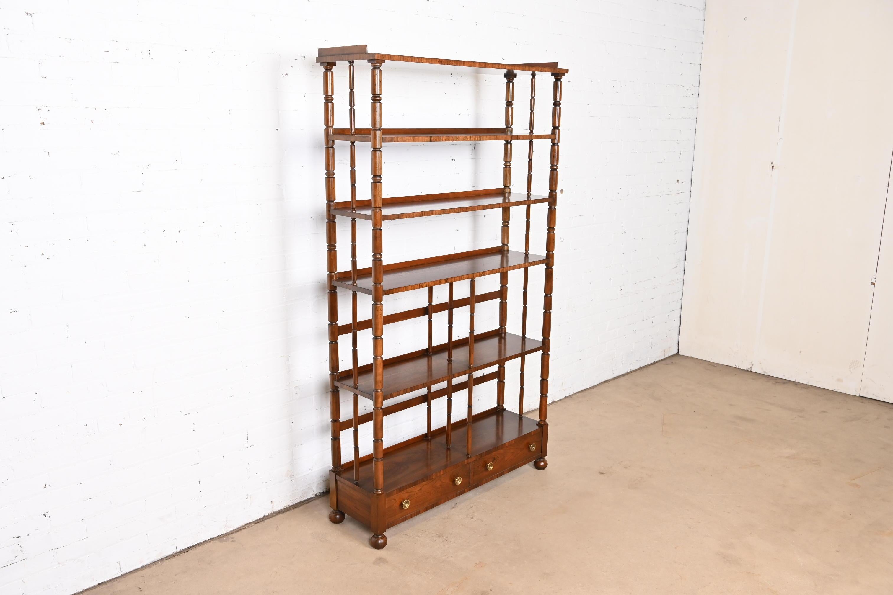 Baker Furniture English Regency Carved Rosewood Étagère, Bookcase, or Wall Unit In Good Condition For Sale In South Bend, IN