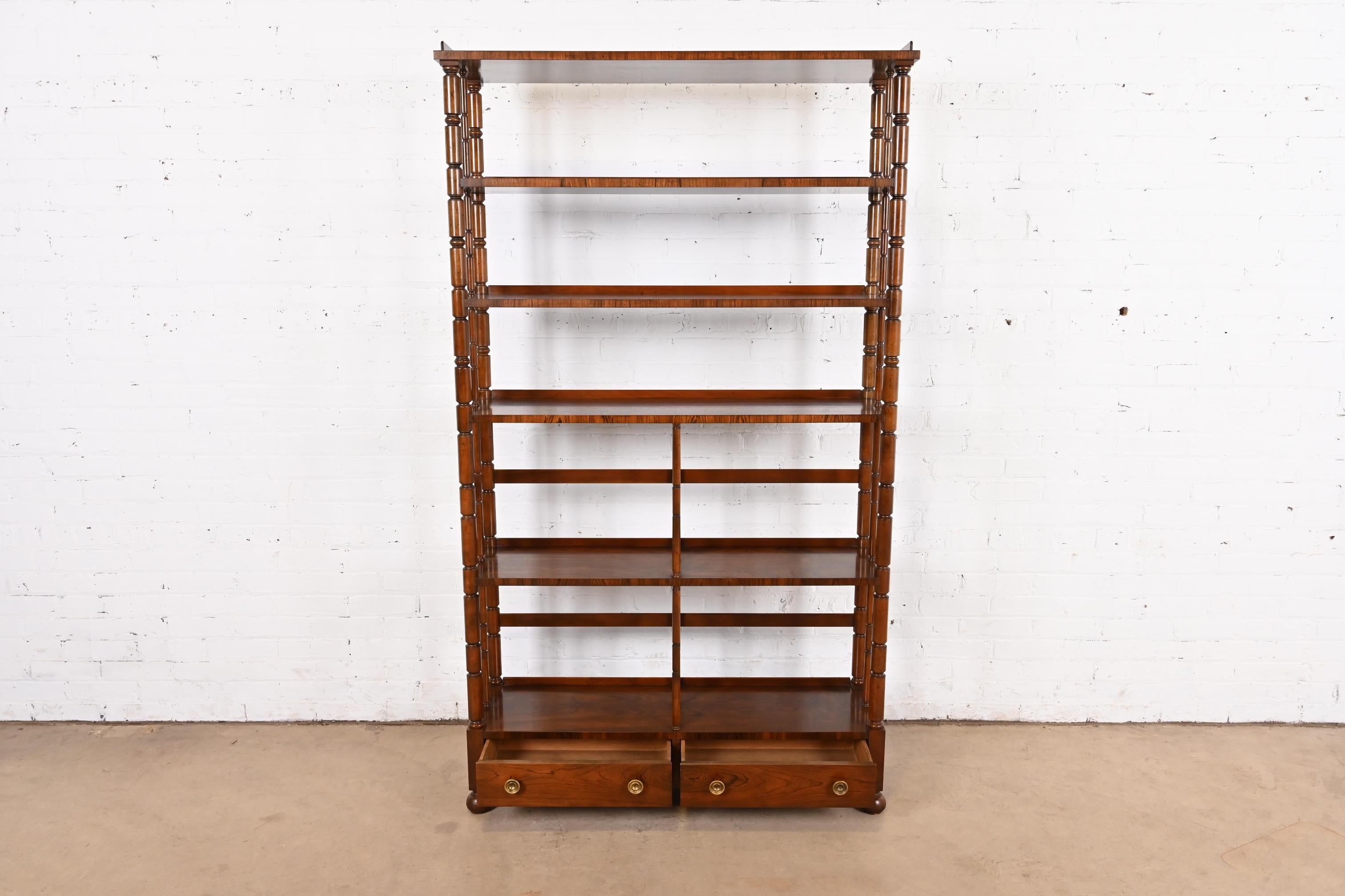 Mid-20th Century Baker Furniture English Regency Carved Rosewood Étagère, Bookcase, or Wall Unit For Sale