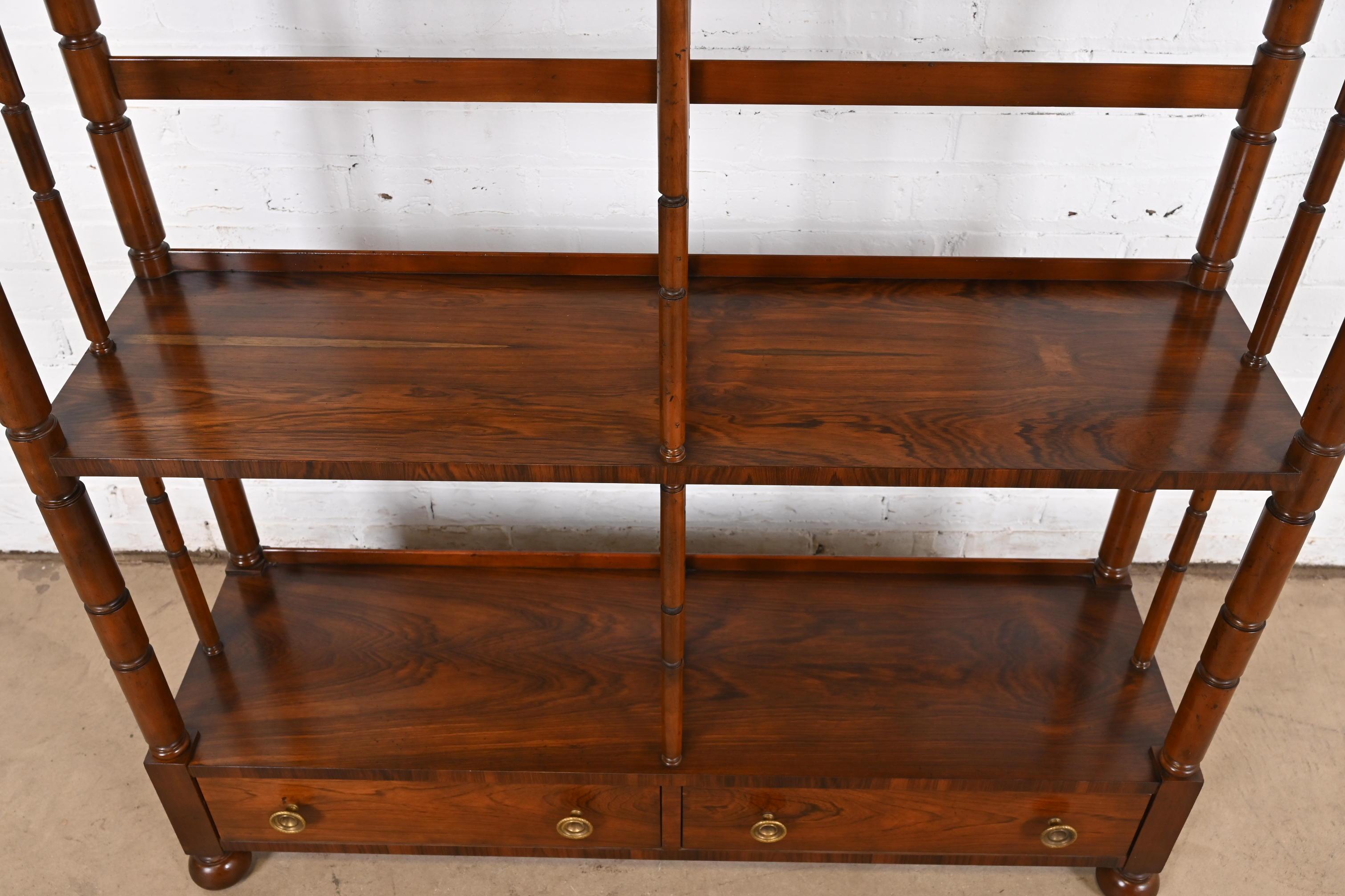 Baker Furniture English Regency Carved Rosewood Étagère, Bookcase, or Wall Unit For Sale 2